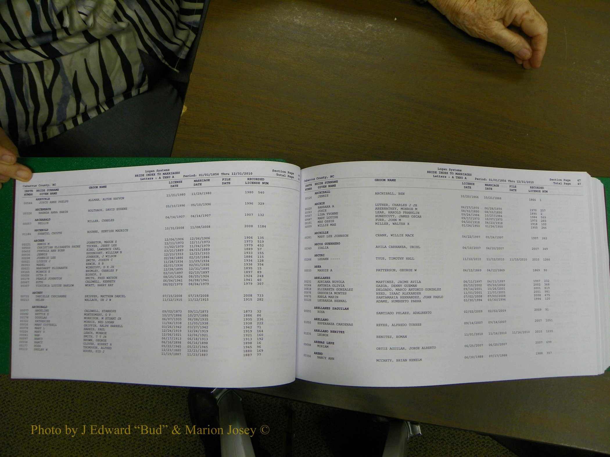 Cabarrus Marriages, Female Index, A-K, 1856-2010 025.JPG