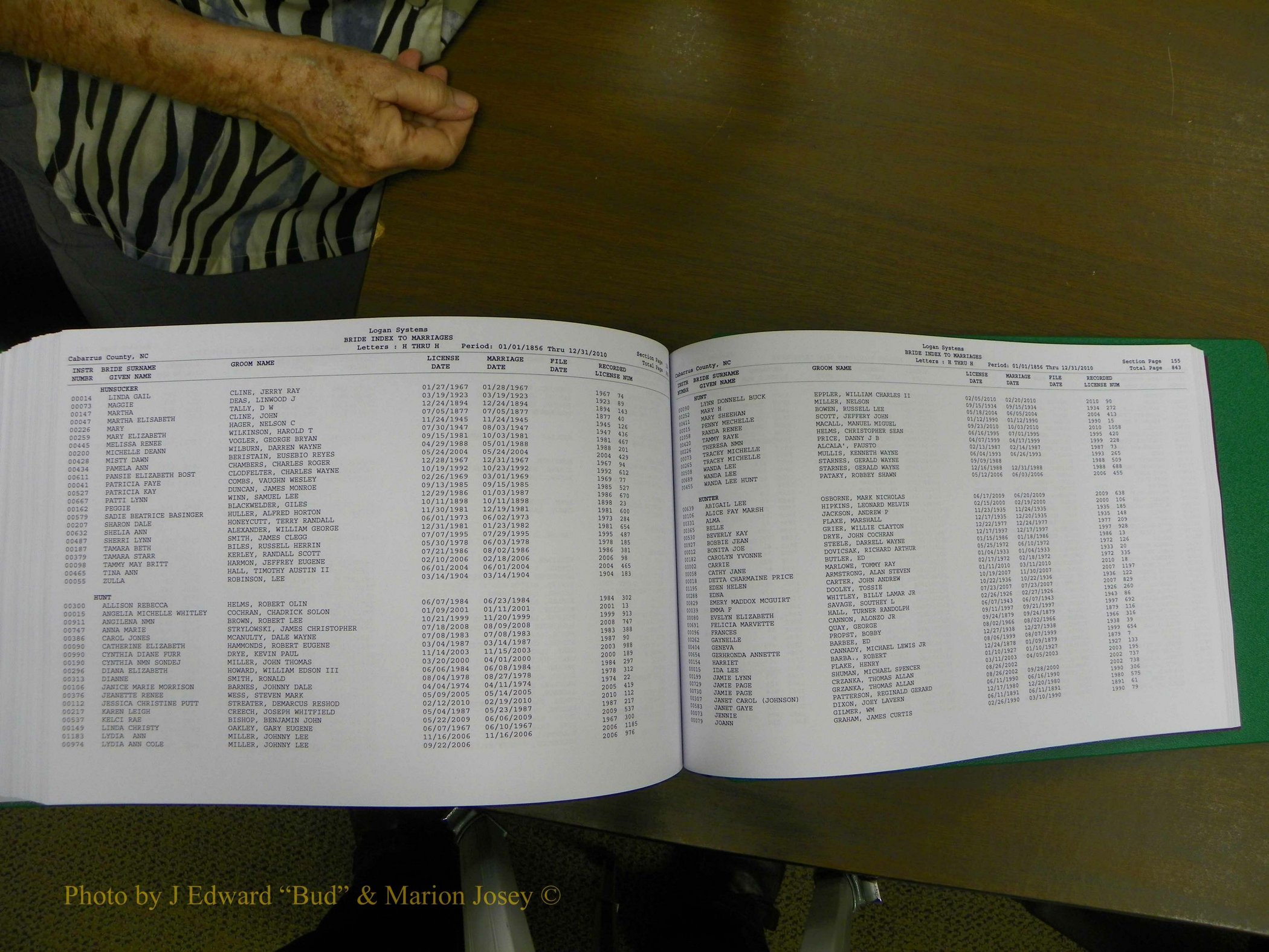 Cabarrus Marriages, Female Index, A-K, 1856-2010 427.JPG