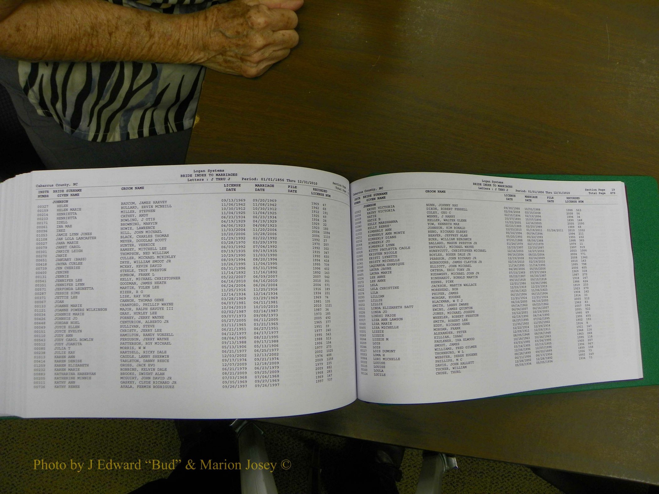 Cabarrus Marriages, Female Index, A-K, 1856-2010 445.JPG