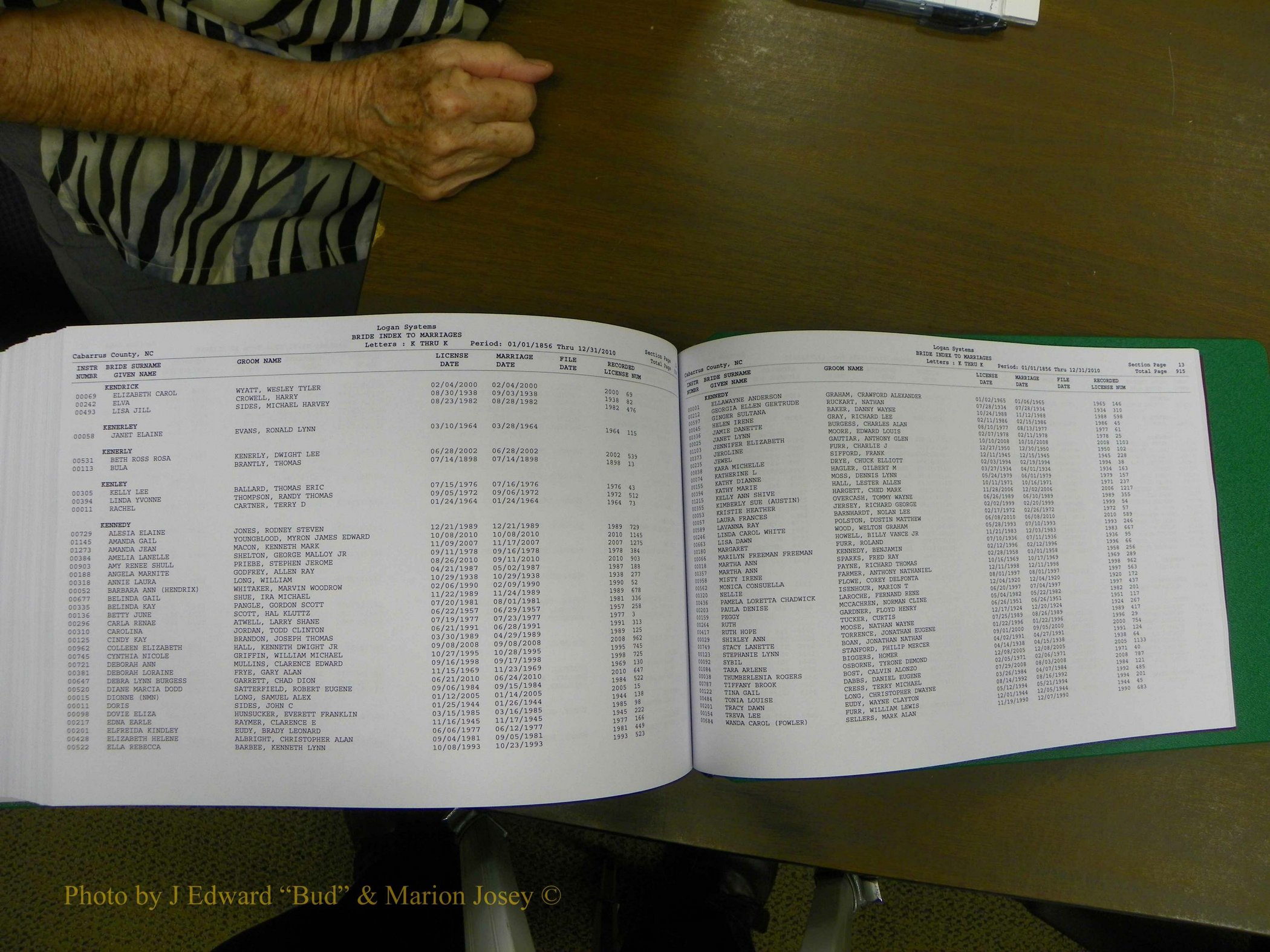 Cabarrus Marriages, Female Index, A-K, 1856-2010 463.JPG