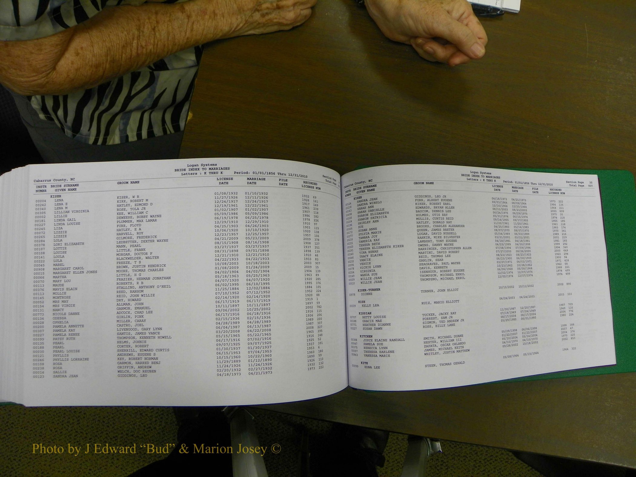 Cabarrus Marriages, Female Index, A-K, 1856-2010 473.JPG