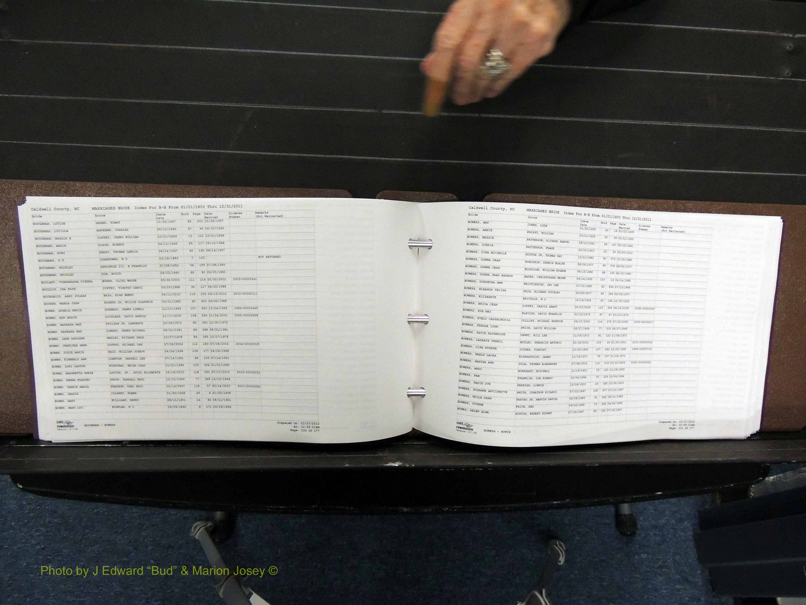 Caldwell Co, NC, Marriages, Female Index, A-D, 1800-2011 (180).JPG