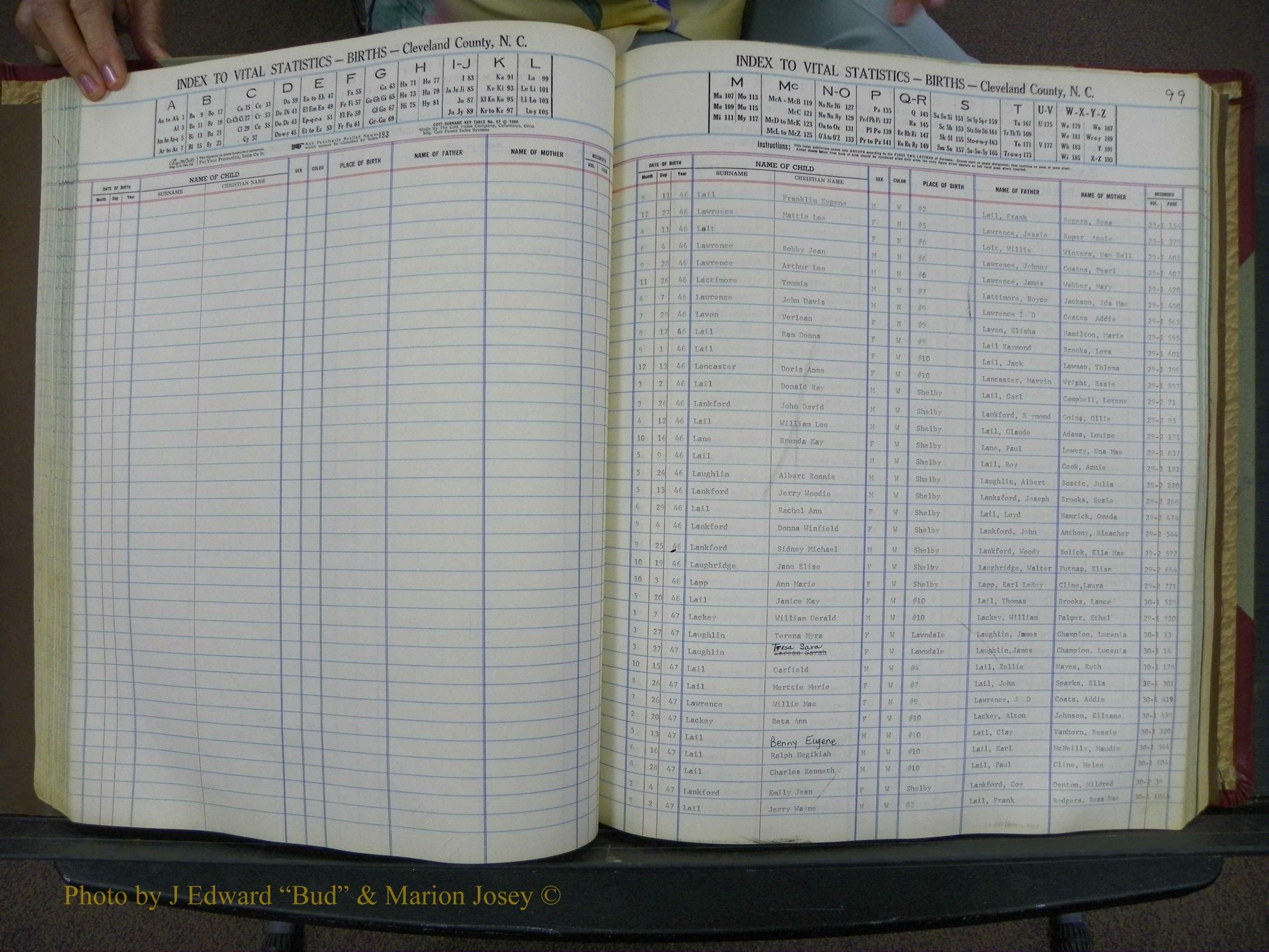 Cleveland Co, NC, Births, A-Z, 1946-1950 (101).JPG