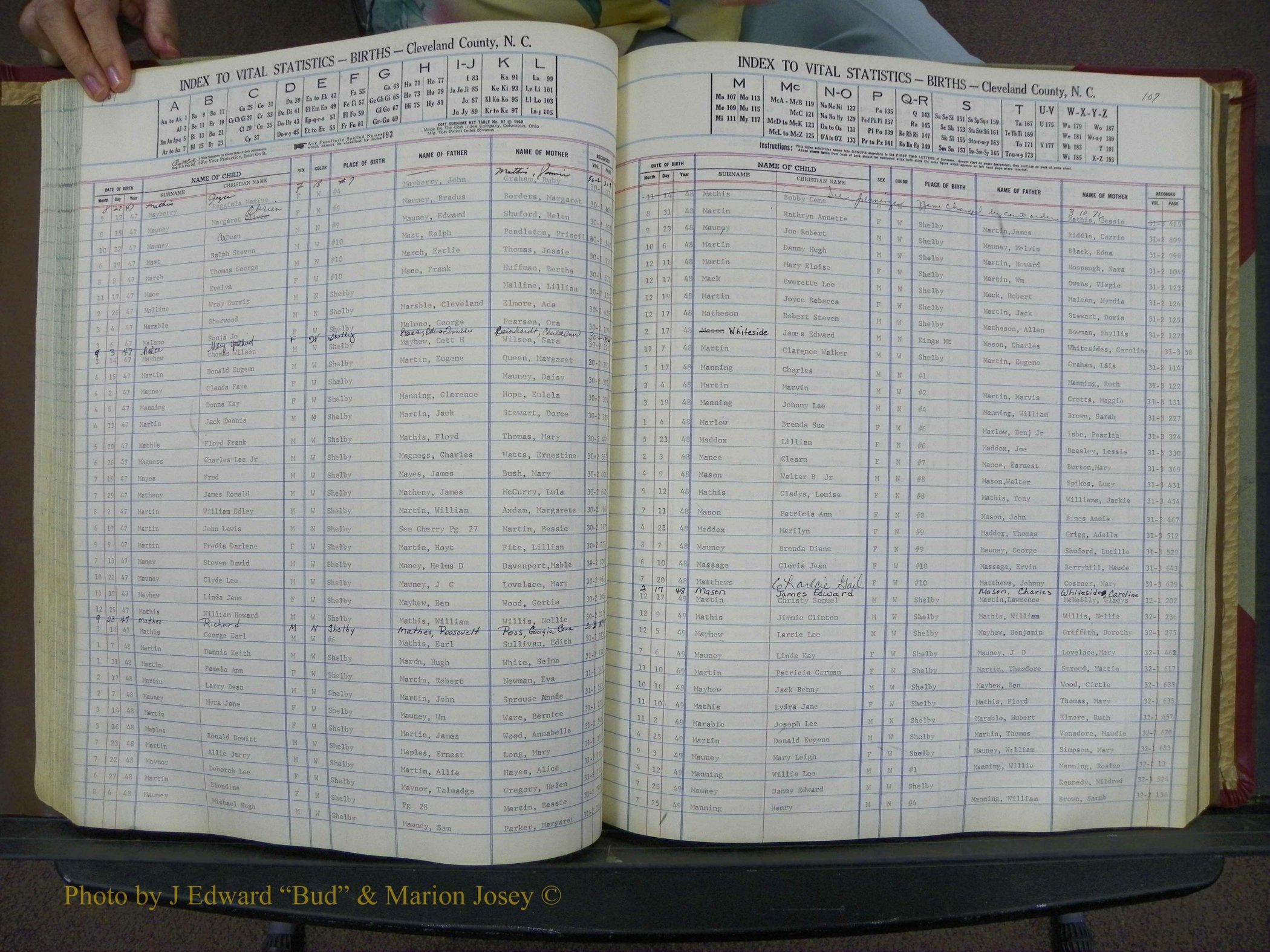 Cleveland Co, NC, Births, A-Z, 1946-1950 (111).JPG