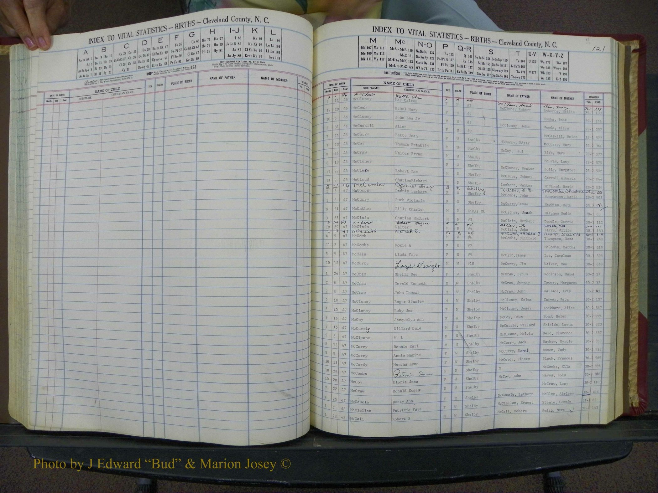 Cleveland Co, NC, Births, A-Z, 1946-1950 (123).JPG