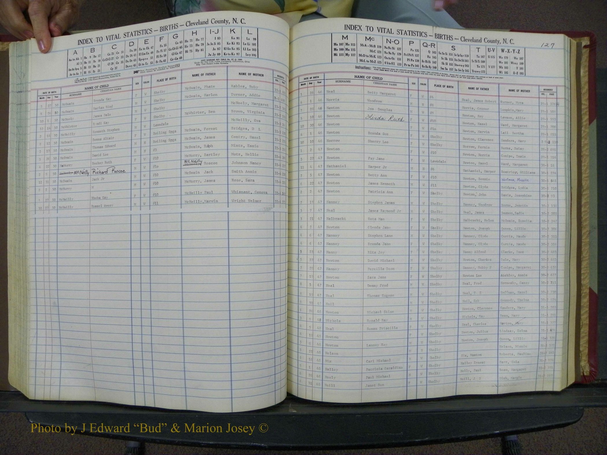 Cleveland Co, NC, Births, A-Z, 1946-1950 (129).JPG