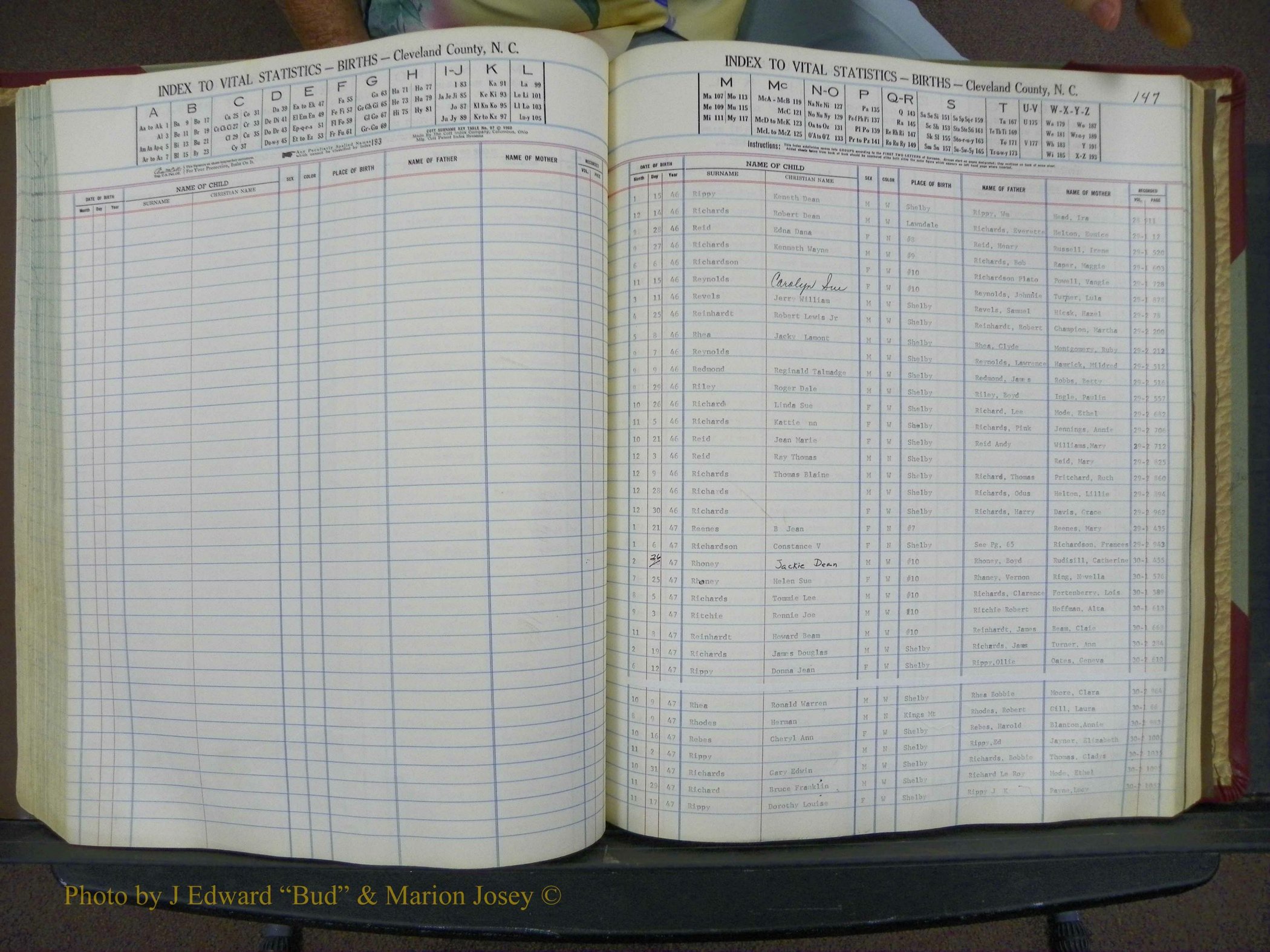 Cleveland Co, NC, Births, A-Z, 1946-1950 (148).JPG