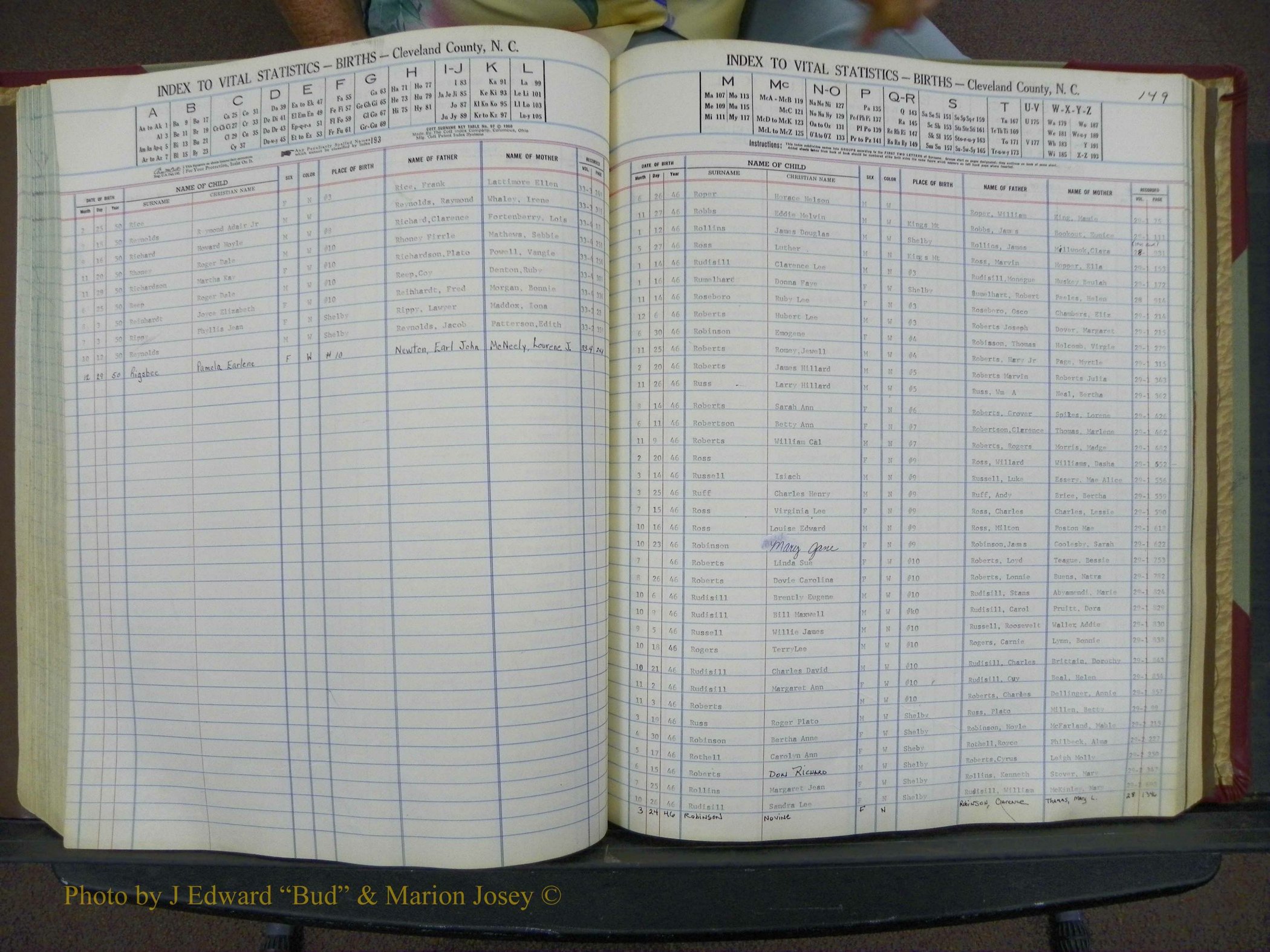 Cleveland Co, NC, Births, A-Z, 1946-1950 (150).JPG