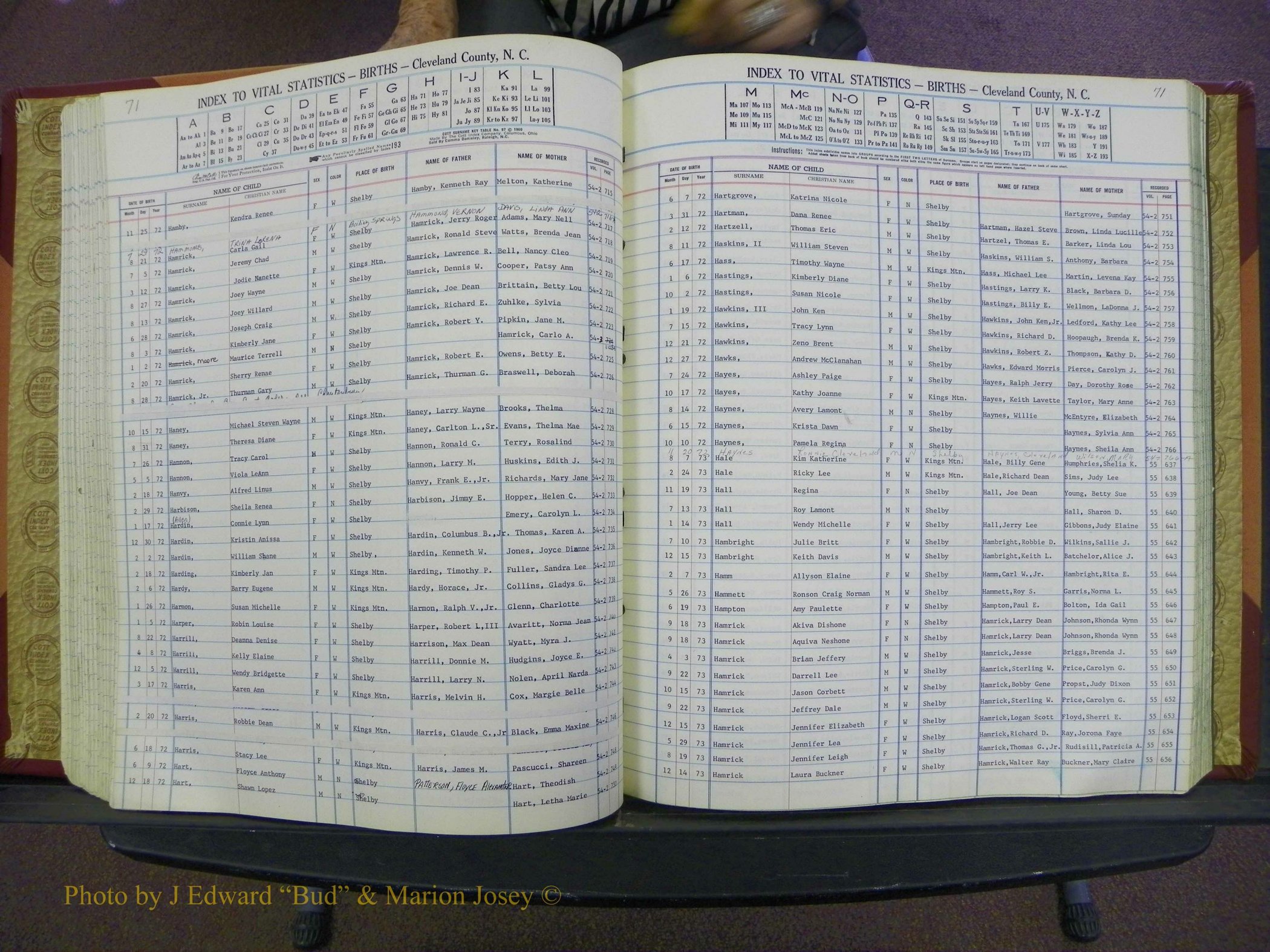 Cleveland Co, NC, Births, A-Z, 1969-1977 (104).JPG