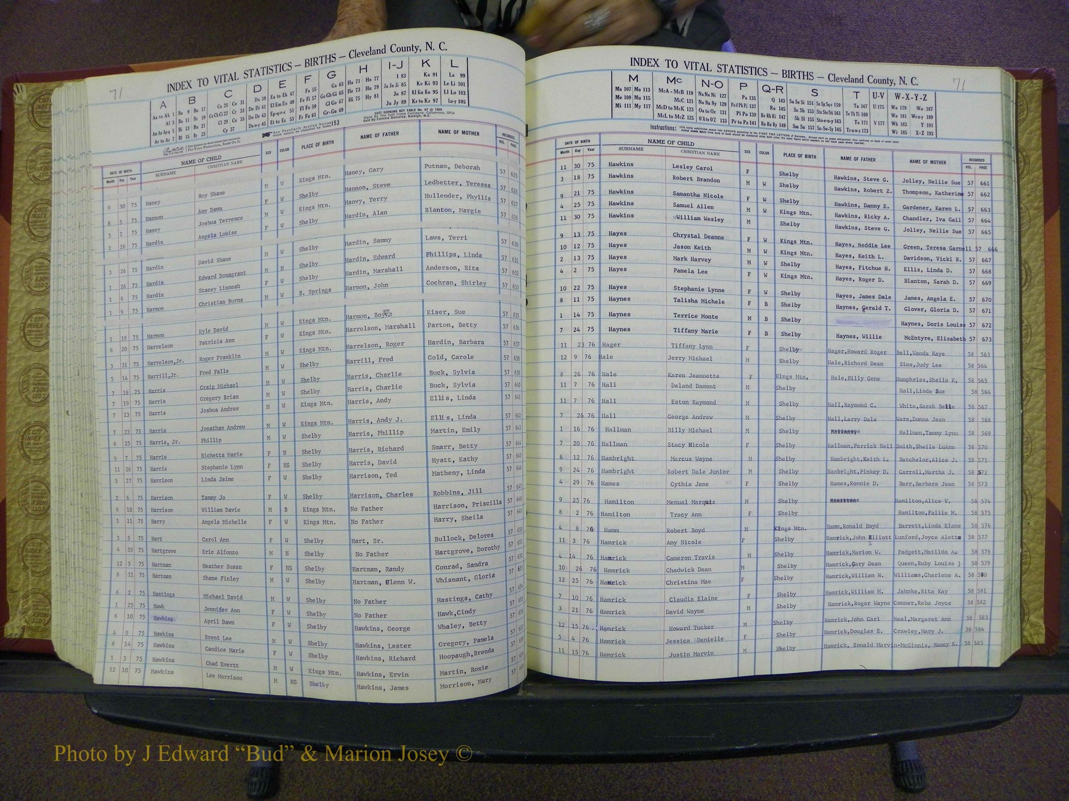 Cleveland Co, NC, Births, A-Z, 1969-1977 (106).JPG