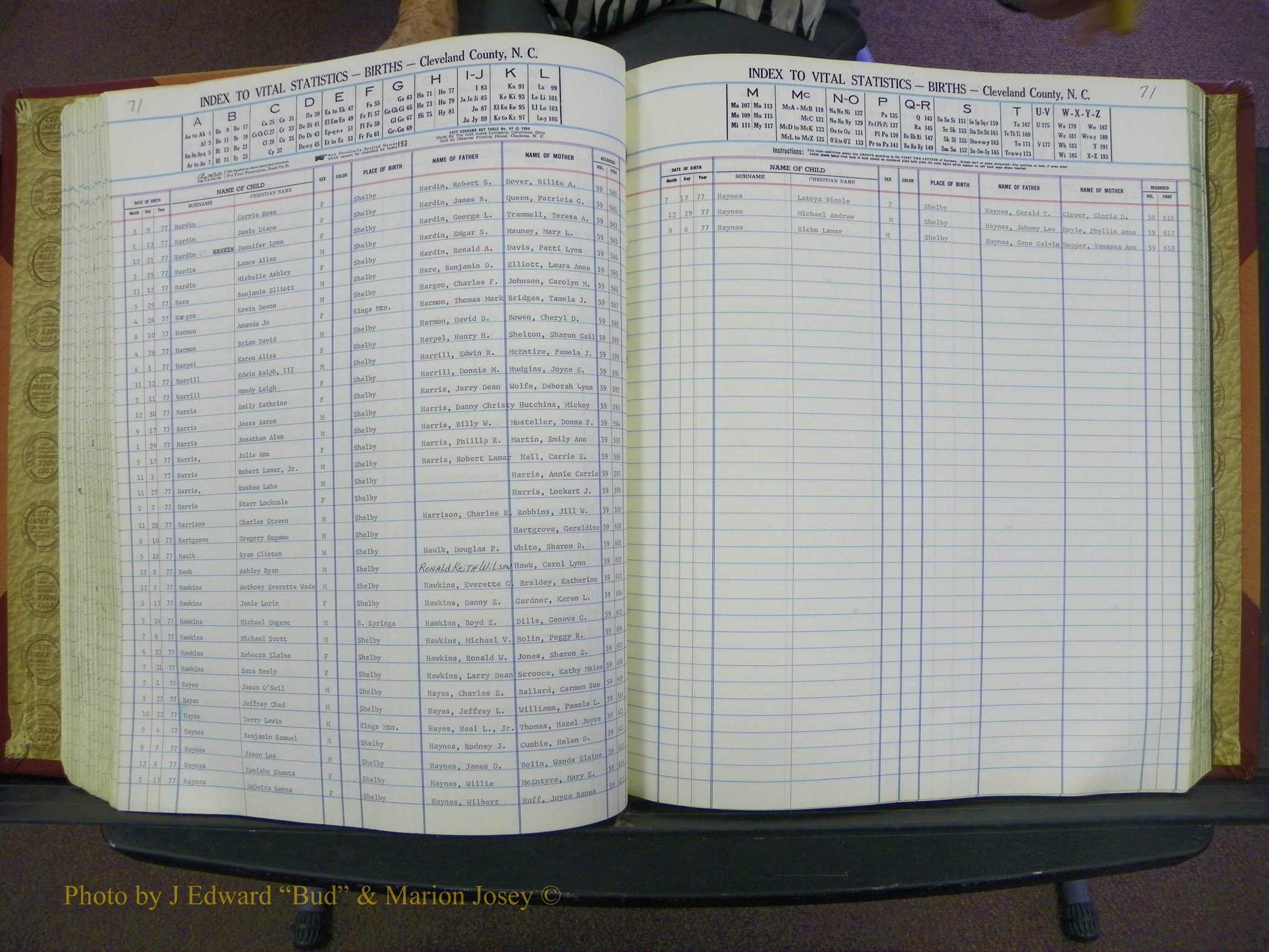 Cleveland Co, NC, Births, A-Z, 1969-1977 (108).JPG