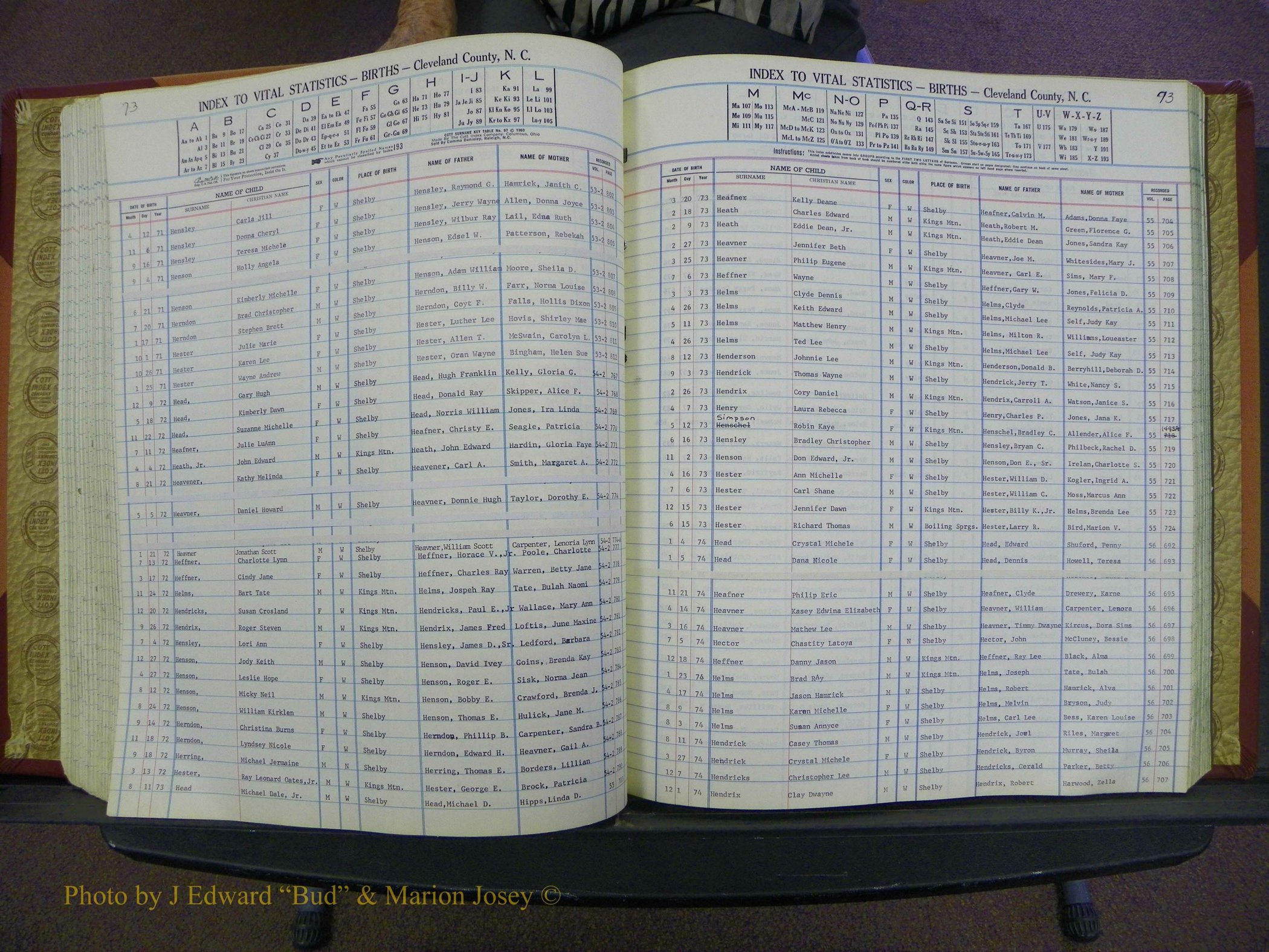 Cleveland Co, NC, Births, A-Z, 1969-1977 (111).JPG