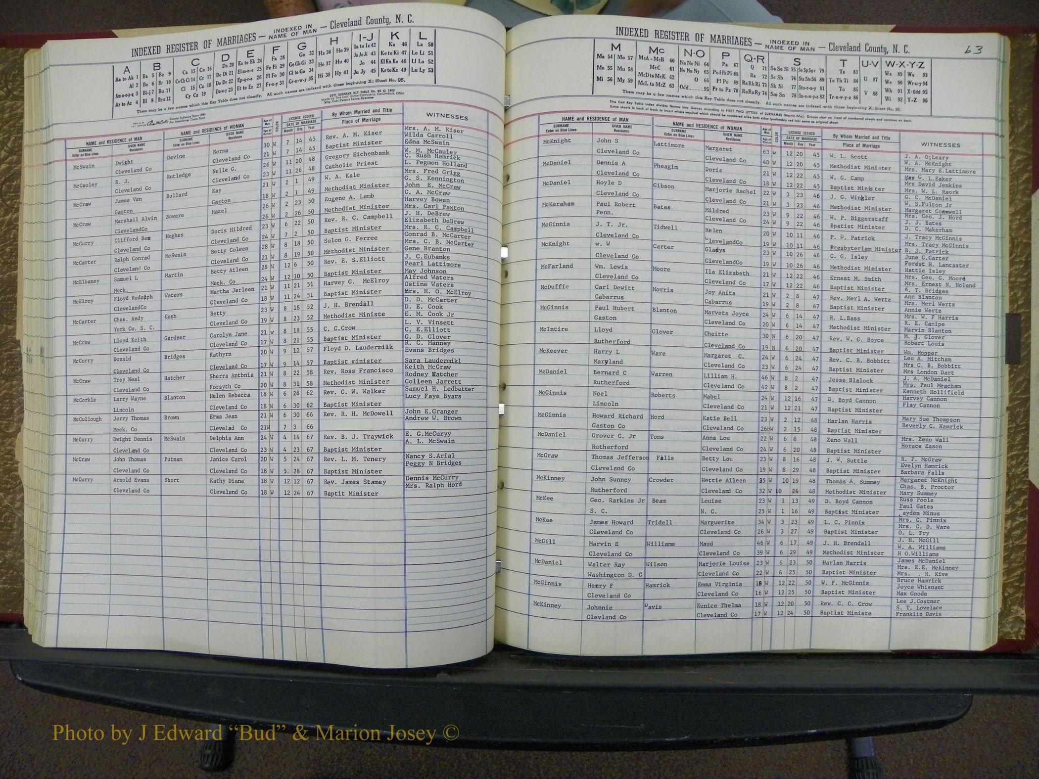 Cleveland Co, NC Marriage Book 7, A-Z, 1945-1968 (113).JPG