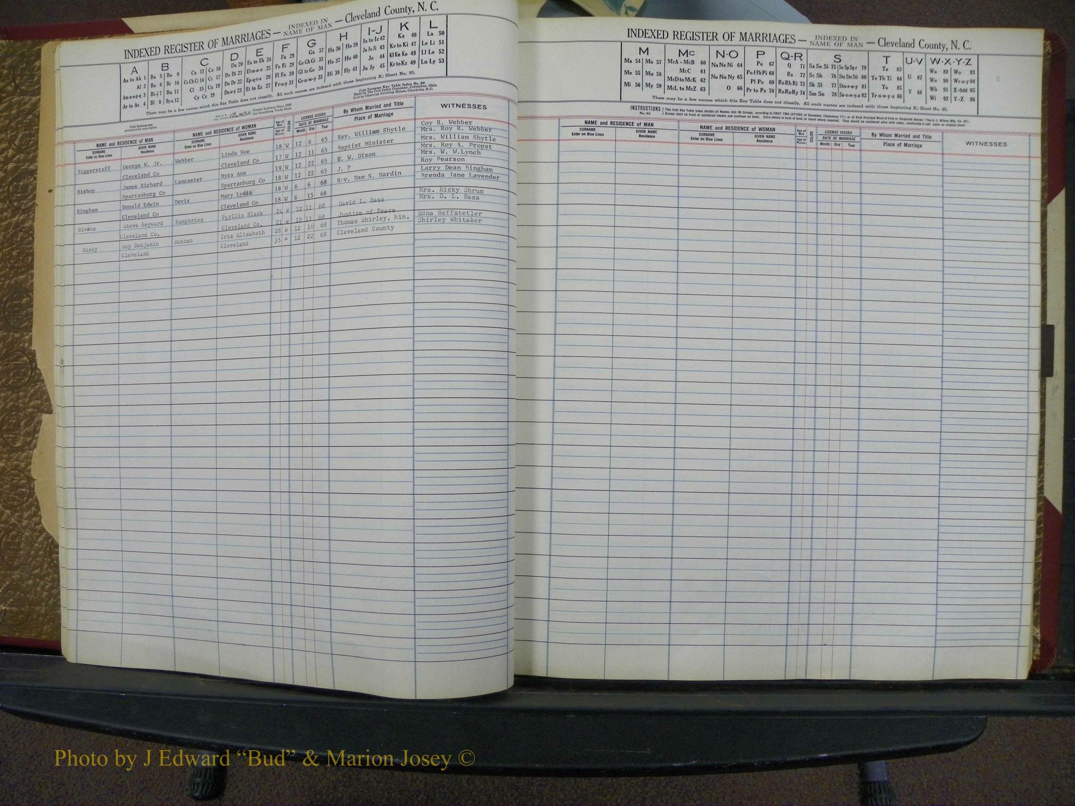Cleveland Co, NC Marriage Book 7, A-Z, 1945-1968 (13).JPG