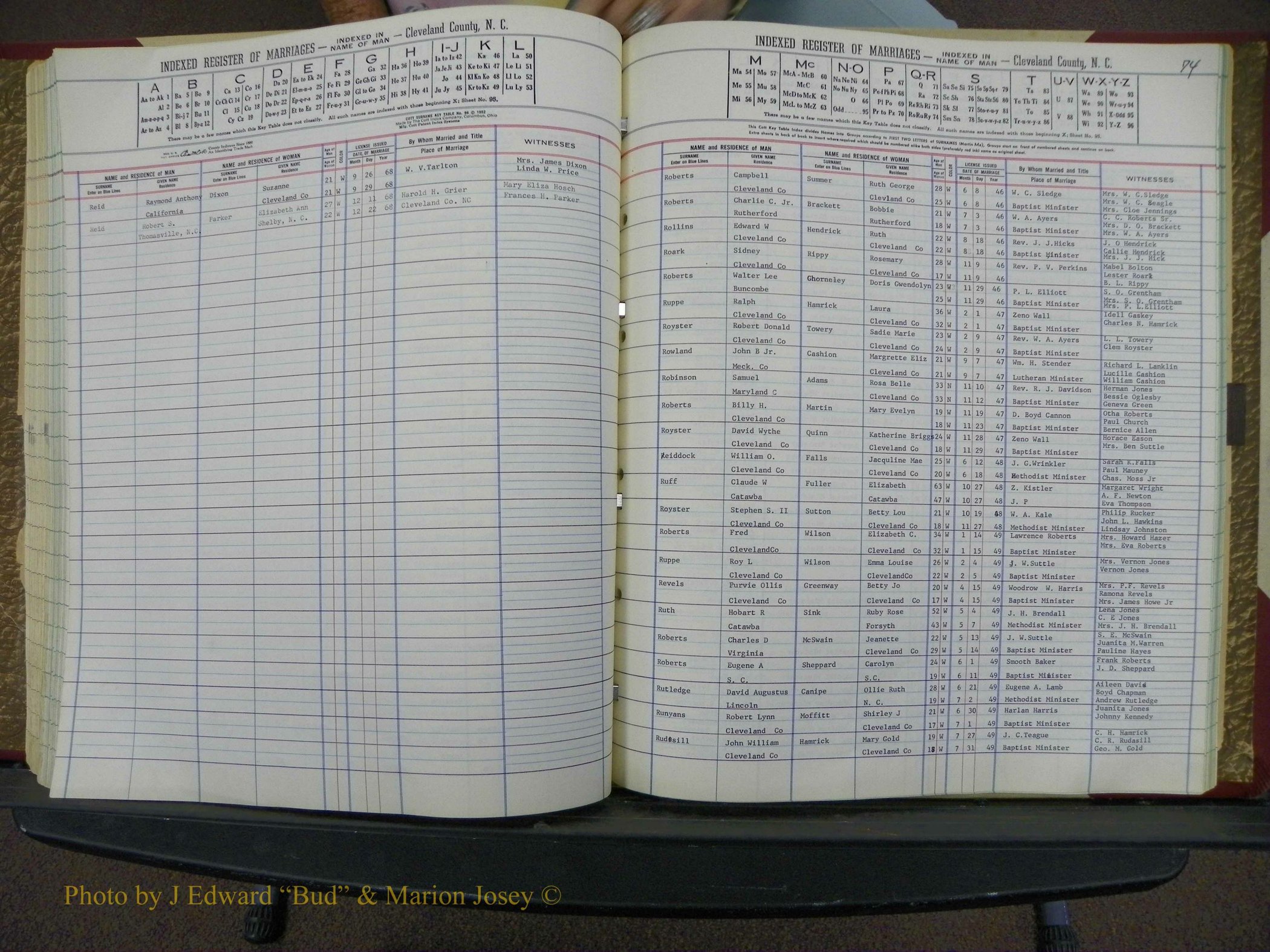 Cleveland Co, NC Marriage Book 7, A-Z, 1945-1968 (134).JPG