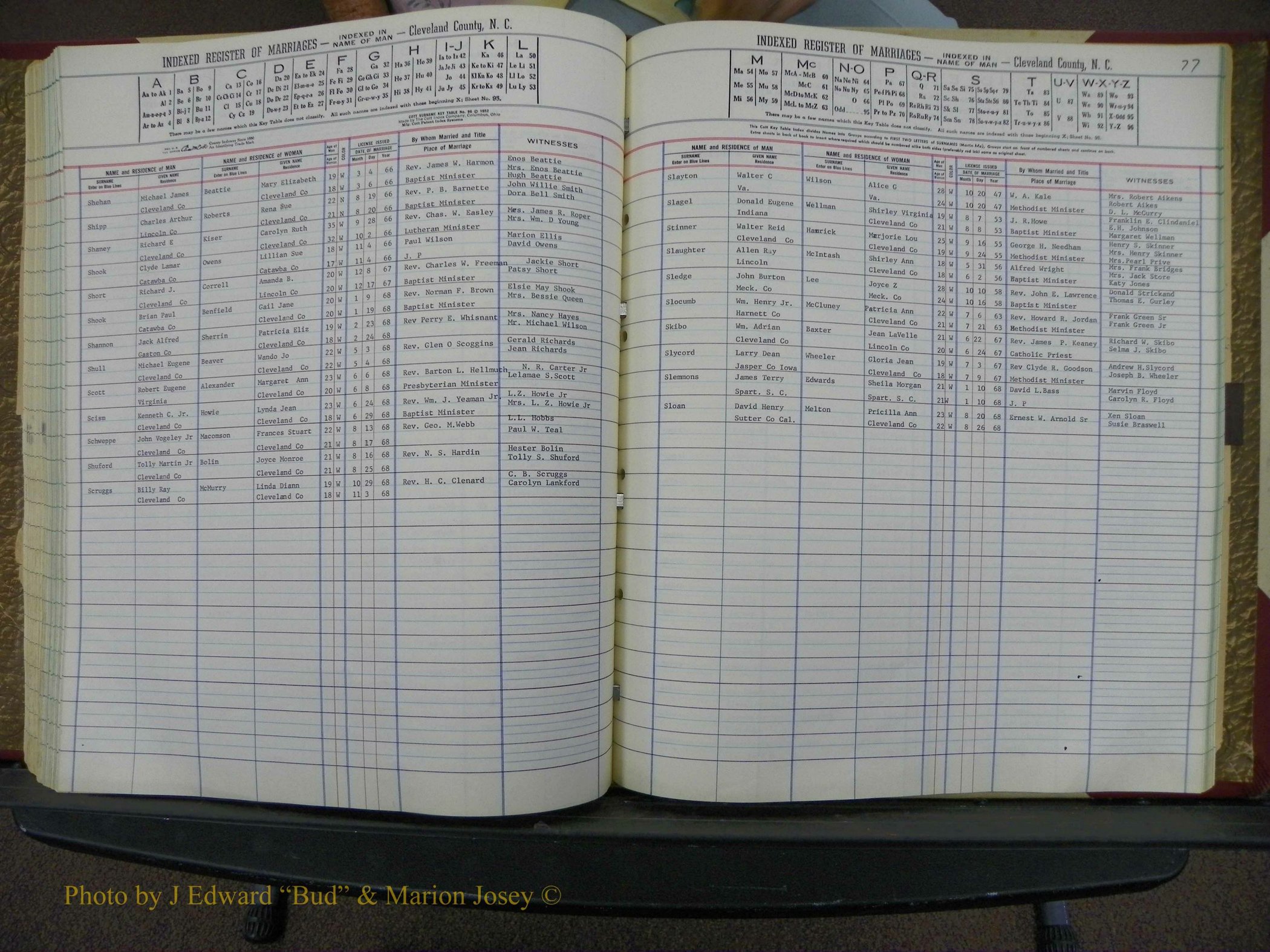 Cleveland Co, NC Marriage Book 7, A-Z, 1945-1968 (142).JPG
