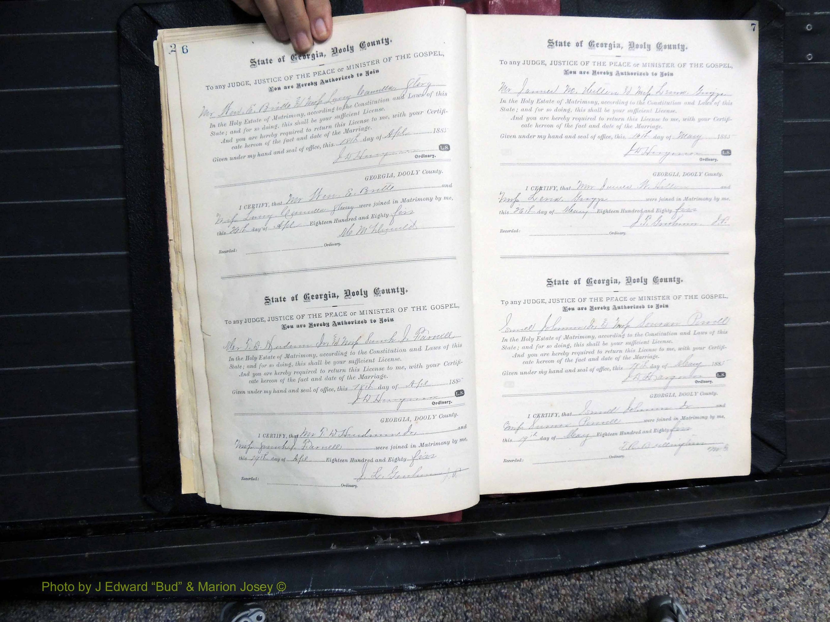 Dooly Co, GA, Marriages, Book, D, 1885-1891 pg 006-007.JPG