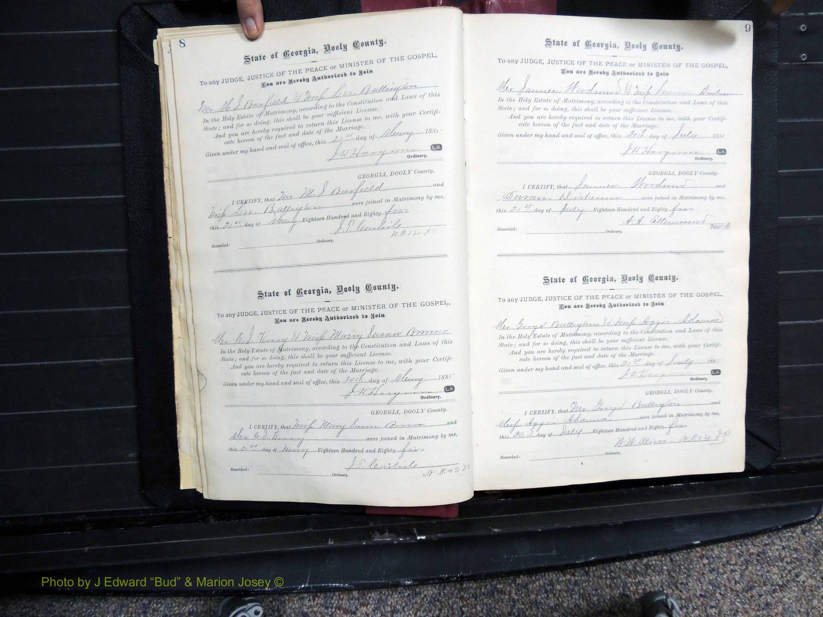 Dooly Co, GA, Marriages, Book, D, 1885-1891 pg 008-009.JPG