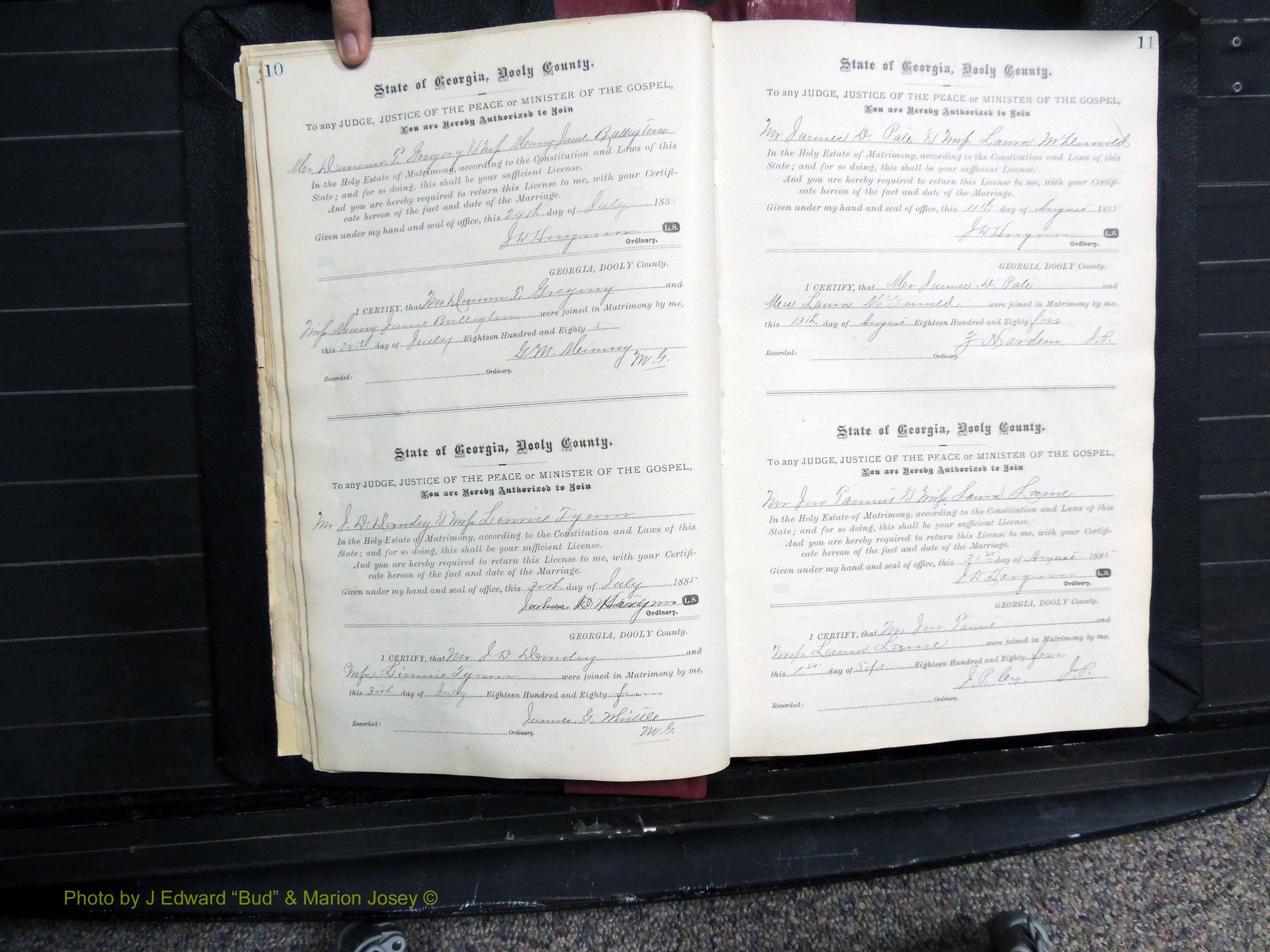 Dooly Co, GA, Marriages, Book, D, 1885-1891 pg 010-011.JPG