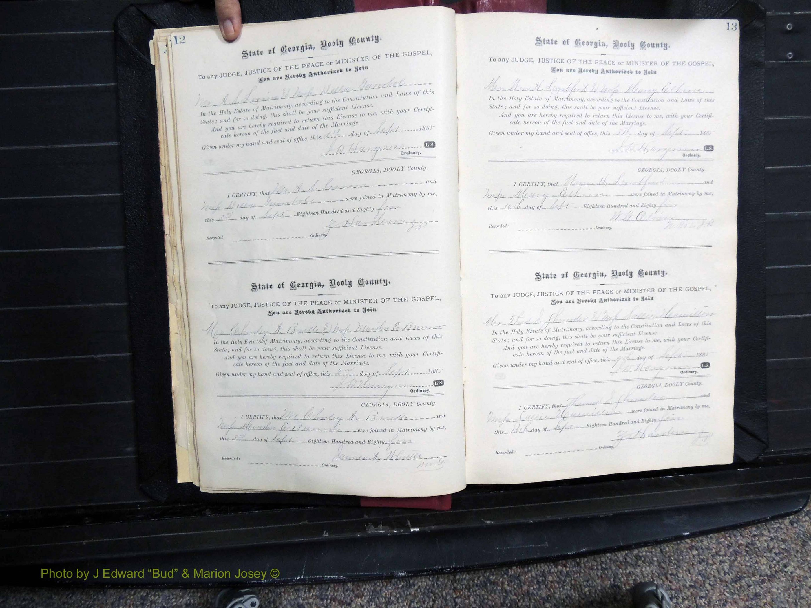 Dooly Co, GA, Marriages, Book, D, 1885-1891 pg 012-013.JPG