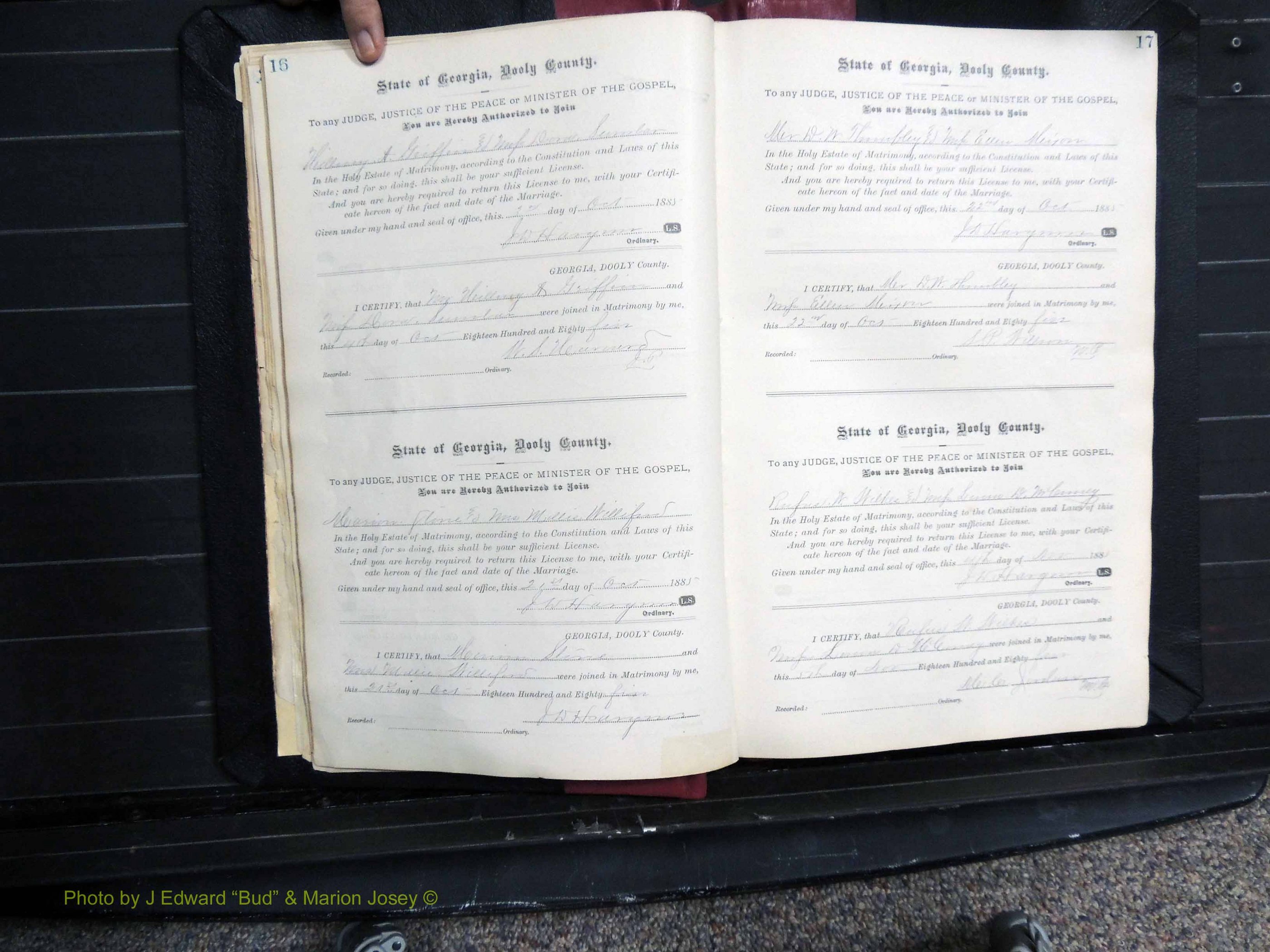 Dooly Co, GA, Marriages, Book, D, 1885-1891 pg 016-017.JPG