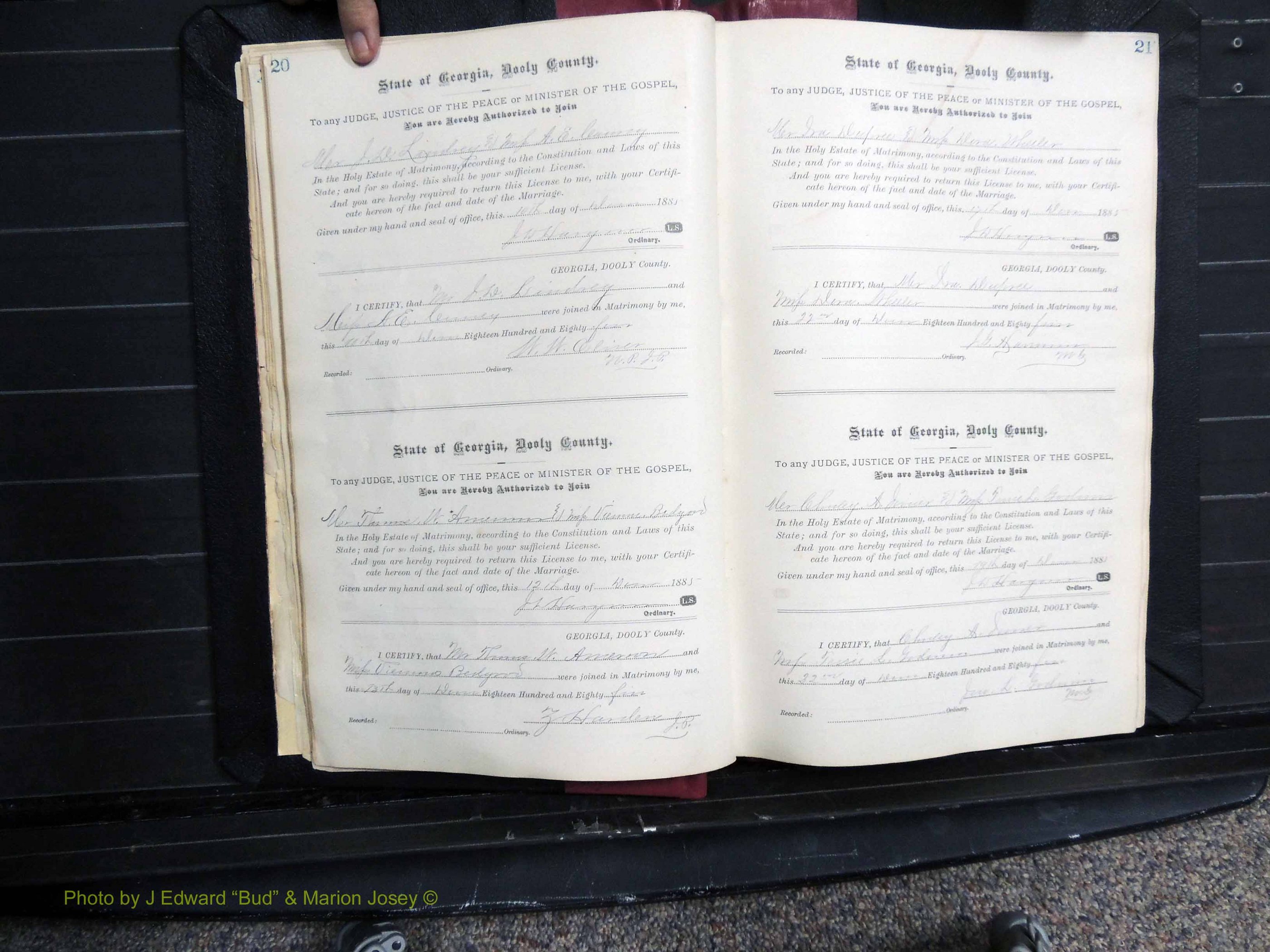 Dooly Co, GA, Marriages, Book, D, 1885-1891 pg 020-021.JPG