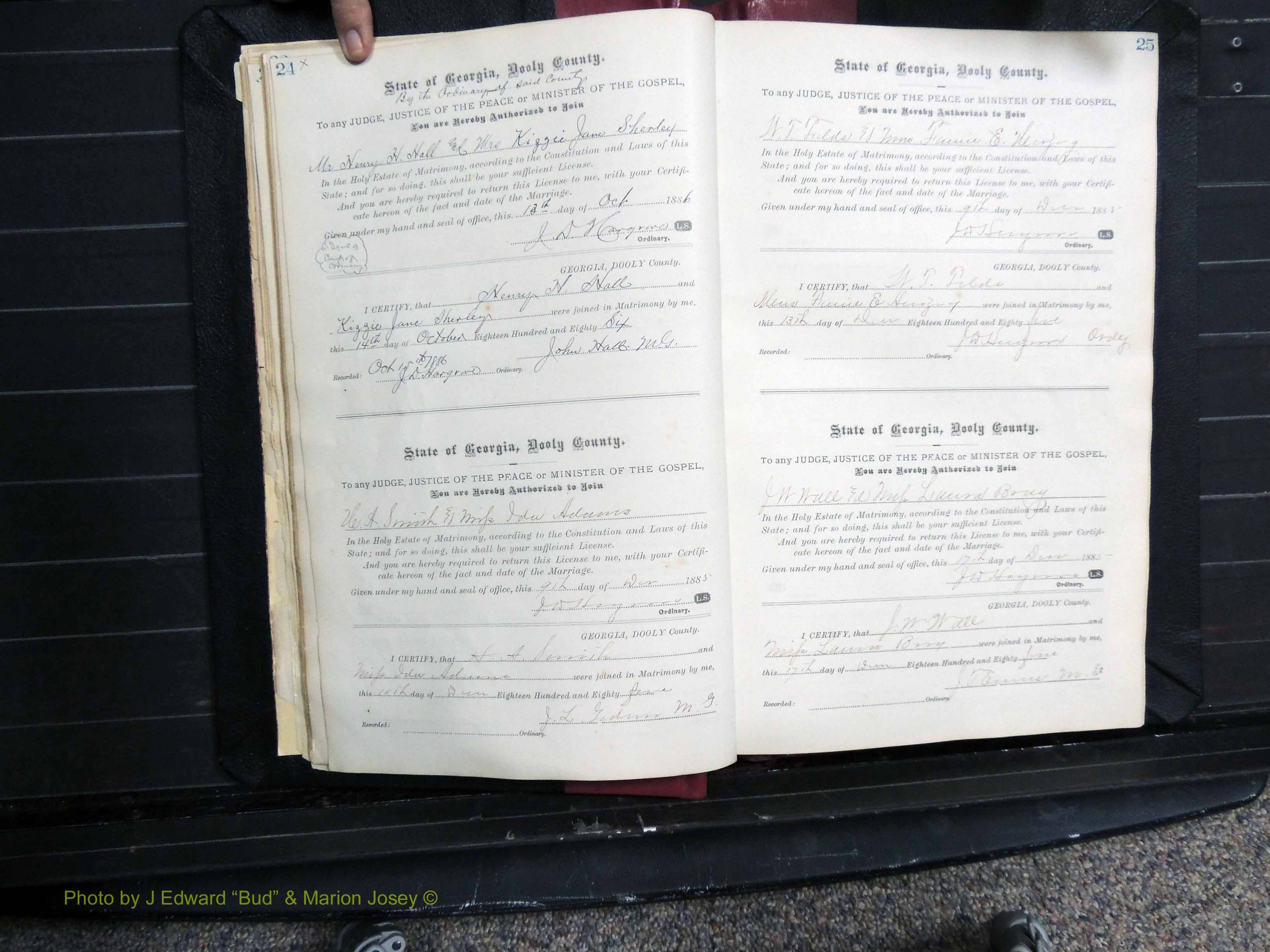 Dooly Co, GA, Marriages, Book, D, 1885-1891 pg 024-025.JPG