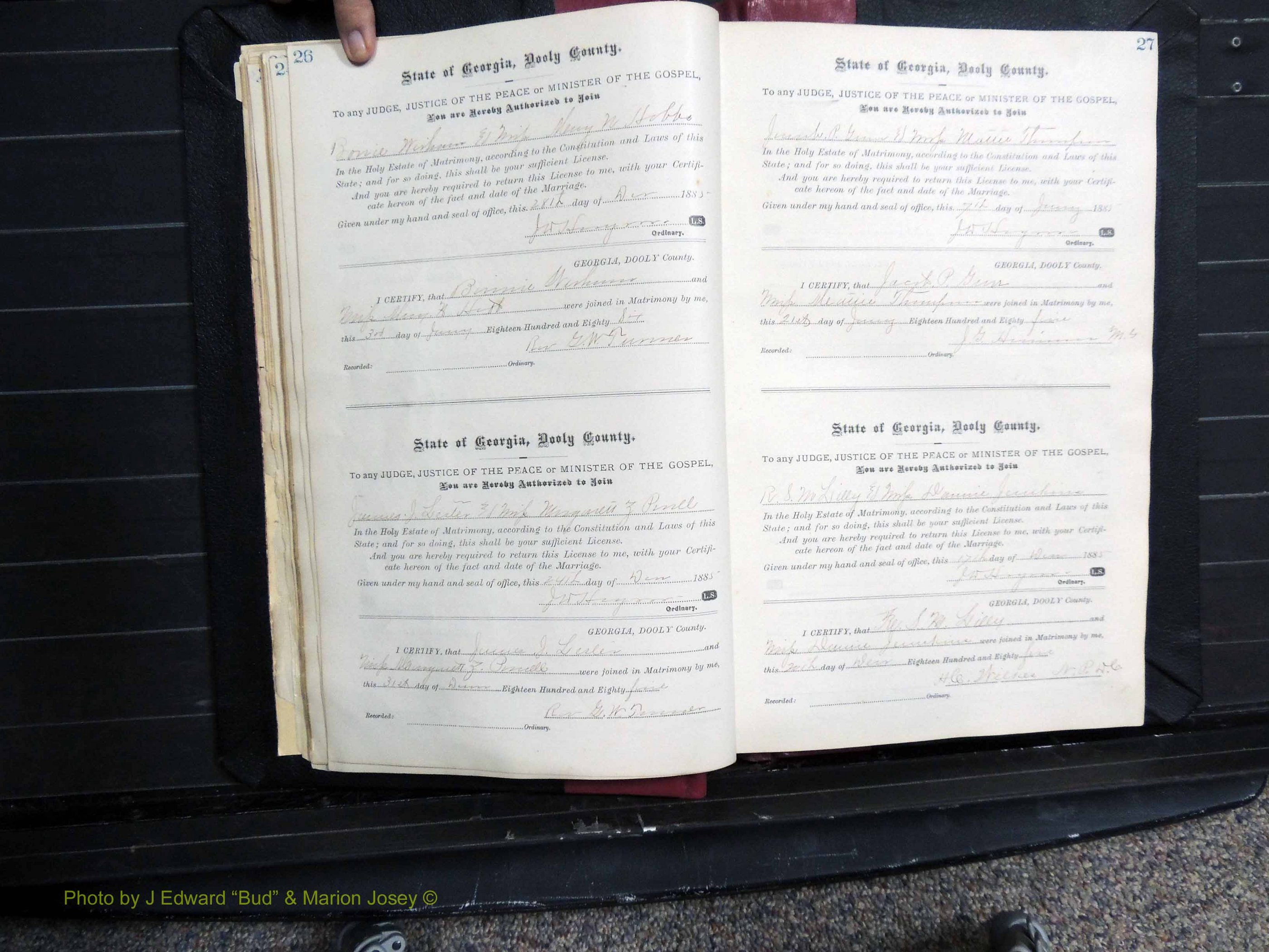 Dooly Co, GA, Marriages, Book, D, 1885-1891 pg 026-027.JPG