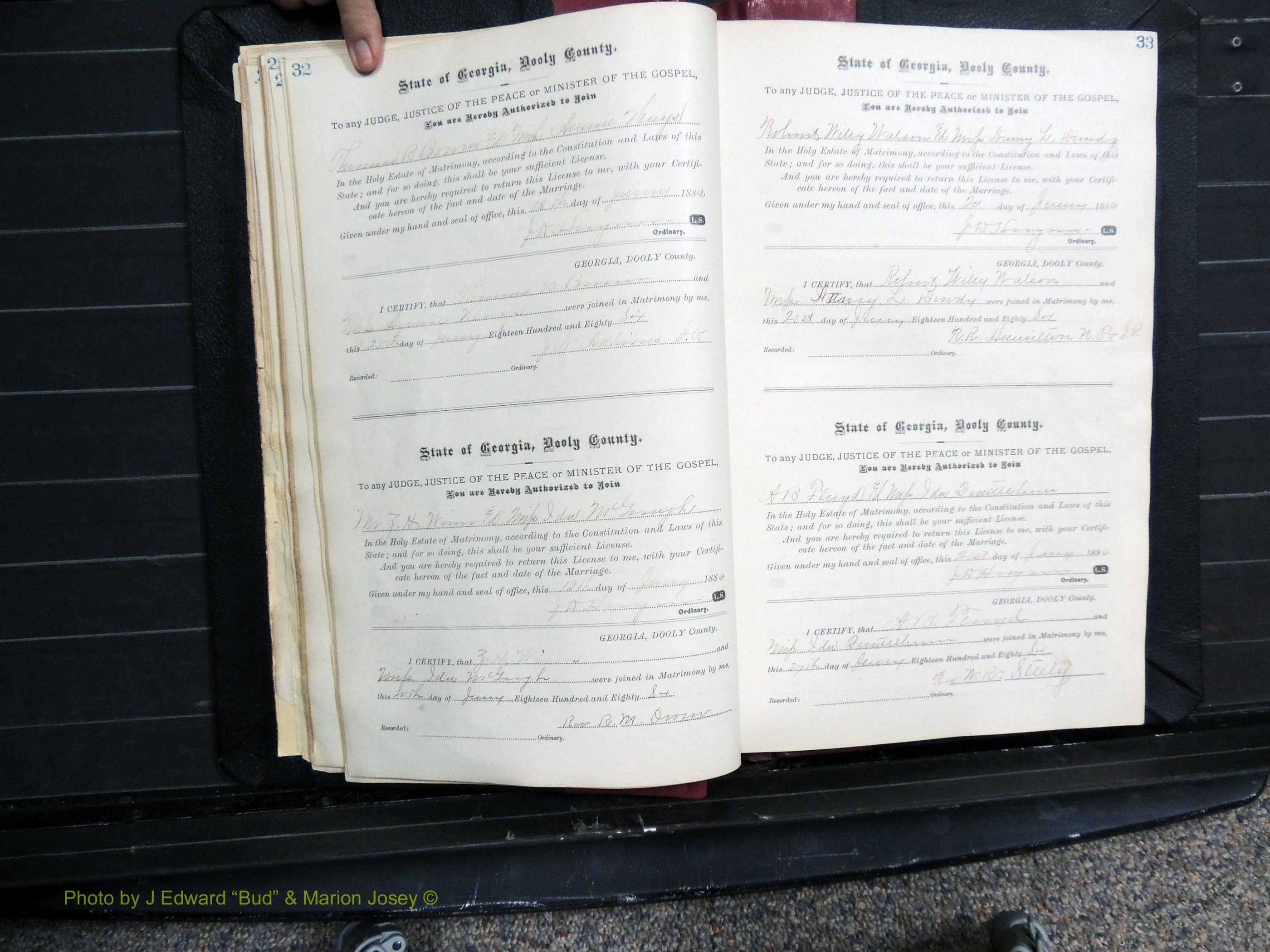 Dooly Co, GA, Marriages, Book, D, 1885-1891 pg 032-033.JPG
