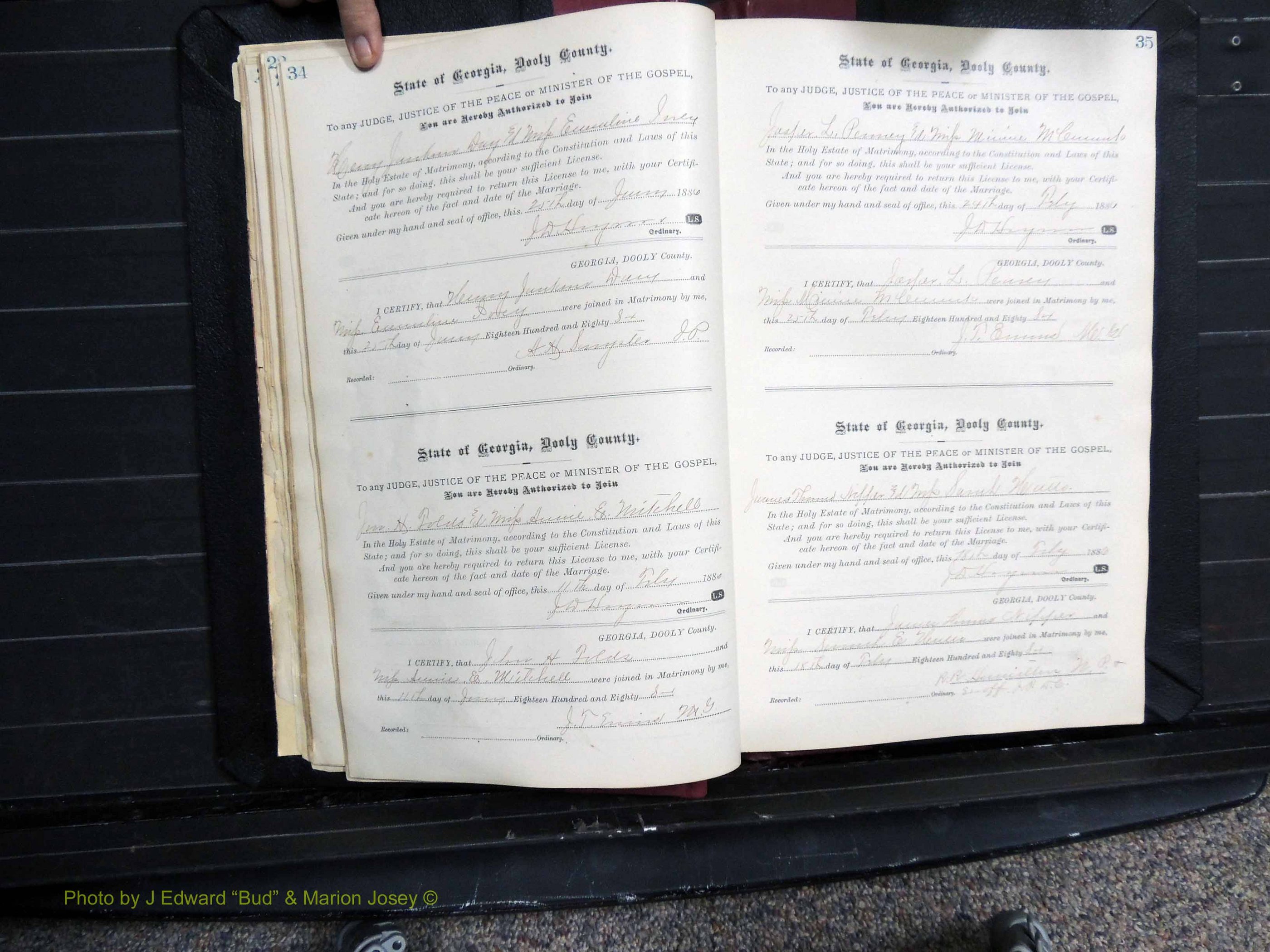 Dooly Co, GA, Marriages, Book, D, 1885-1891 pg 034-035.JPG