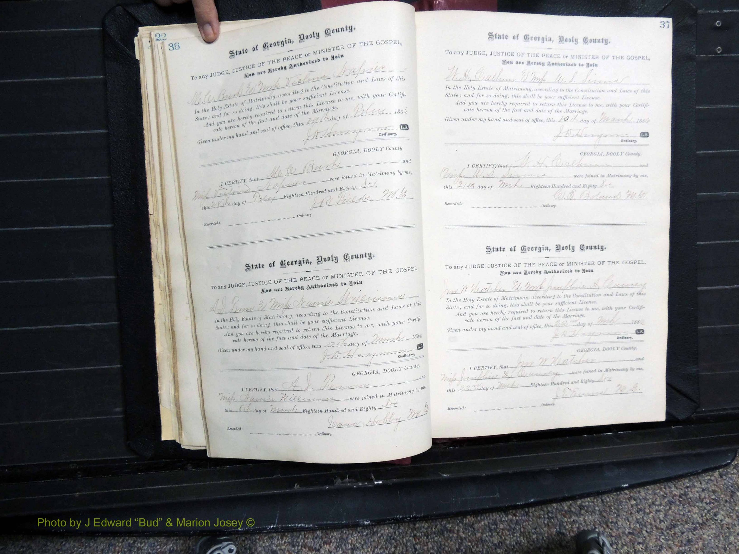 Dooly Co, GA, Marriages, Book, D, 1885-1891 pg 036-037.JPG