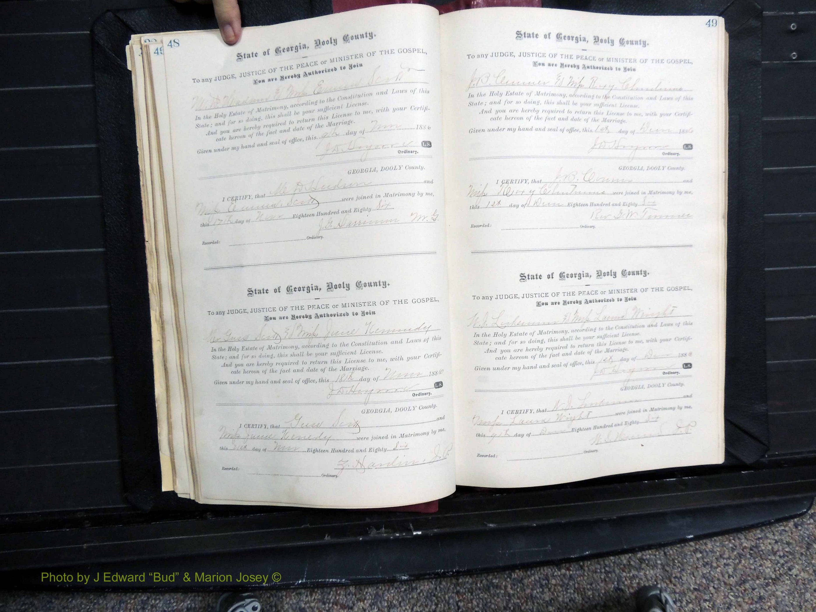 Dooly Co, GA, Marriages, Book, D, 1885-1891 pg 048-049.JPG
