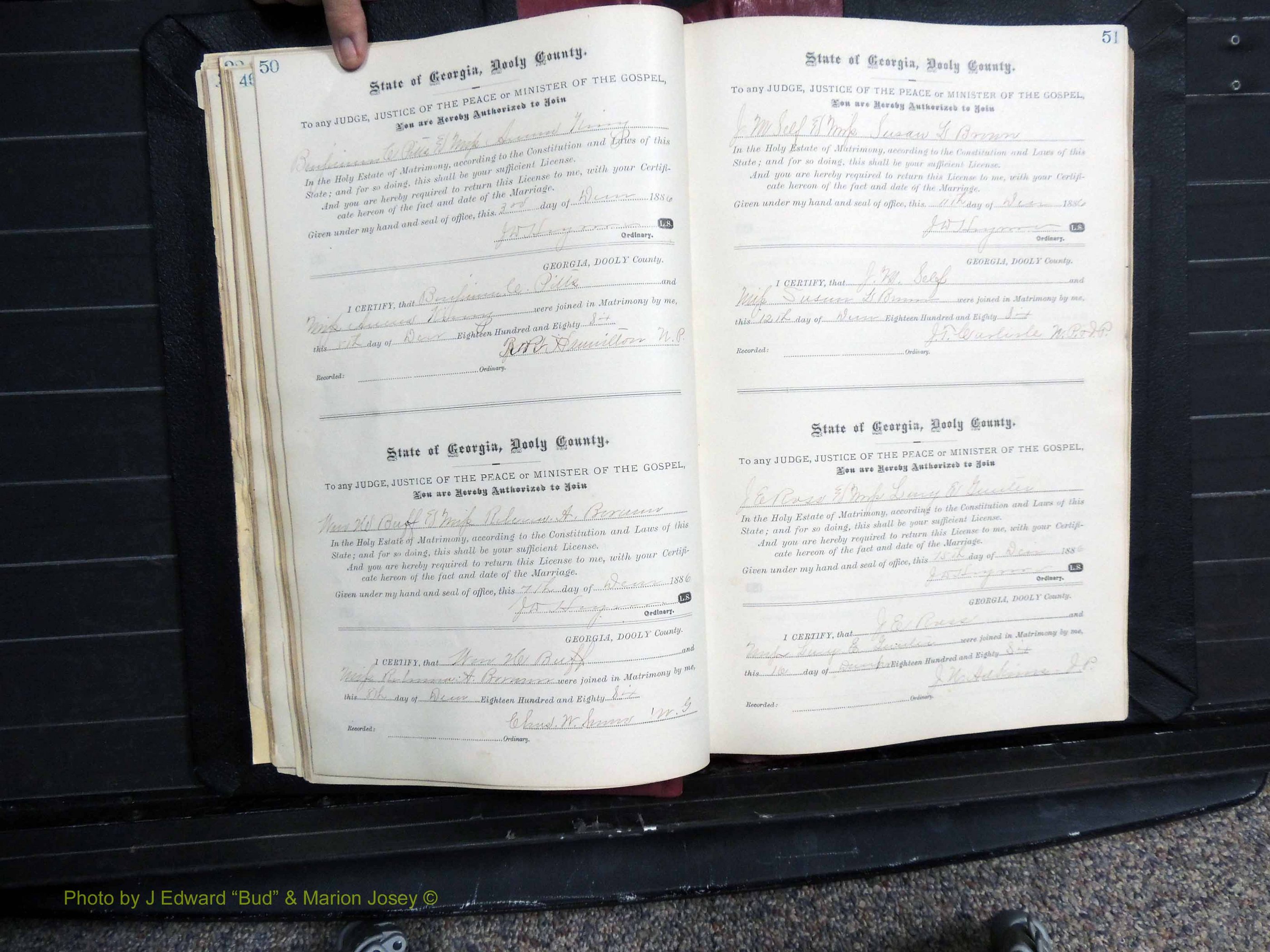 Dooly Co, GA, Marriages, Book, D, 1885-1891 pg 050-051.JPG