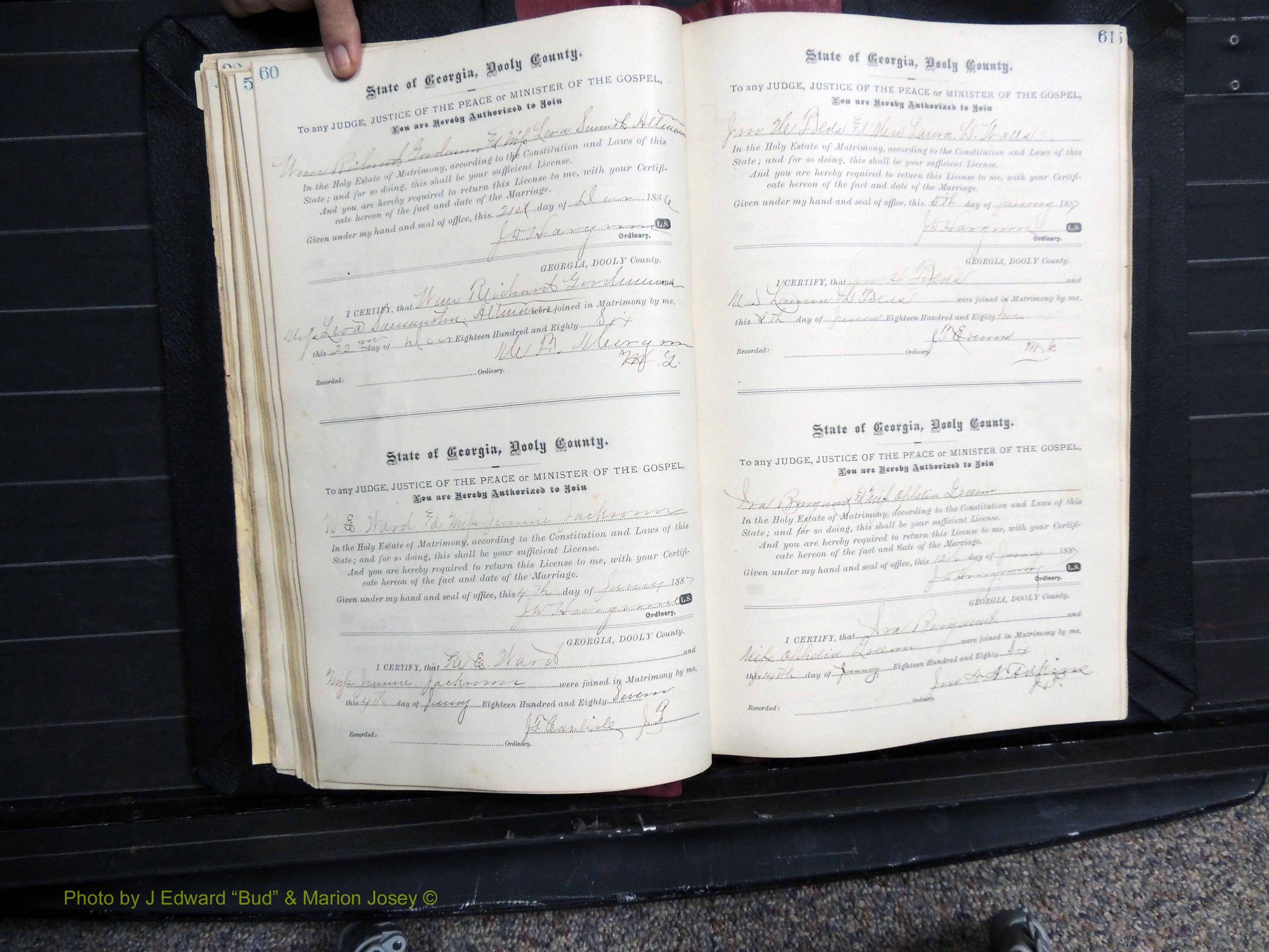 Dooly Co, GA, Marriages, Book, D, 1885-1891 pg 060-061.JPG