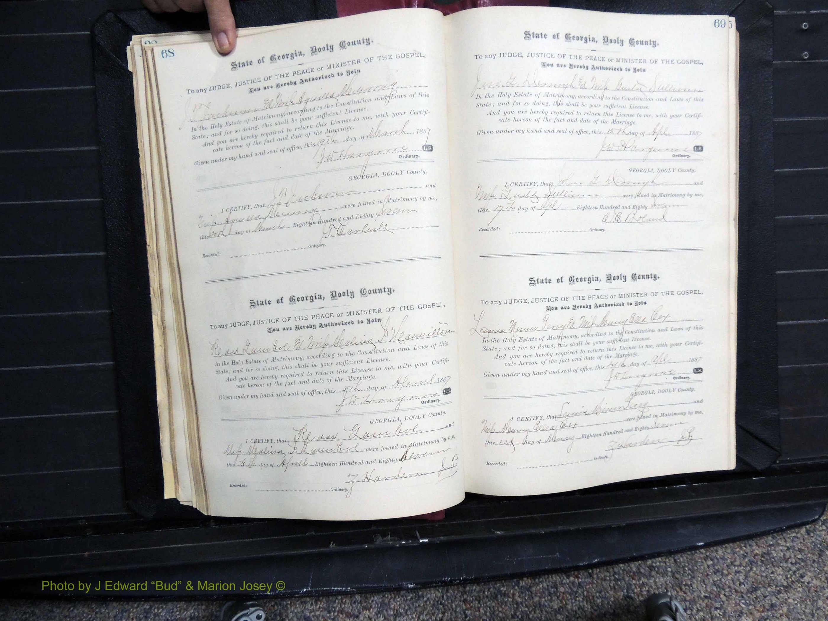 Dooly Co, GA, Marriages, Book, D, 1885-1891 pg 068-069.JPG