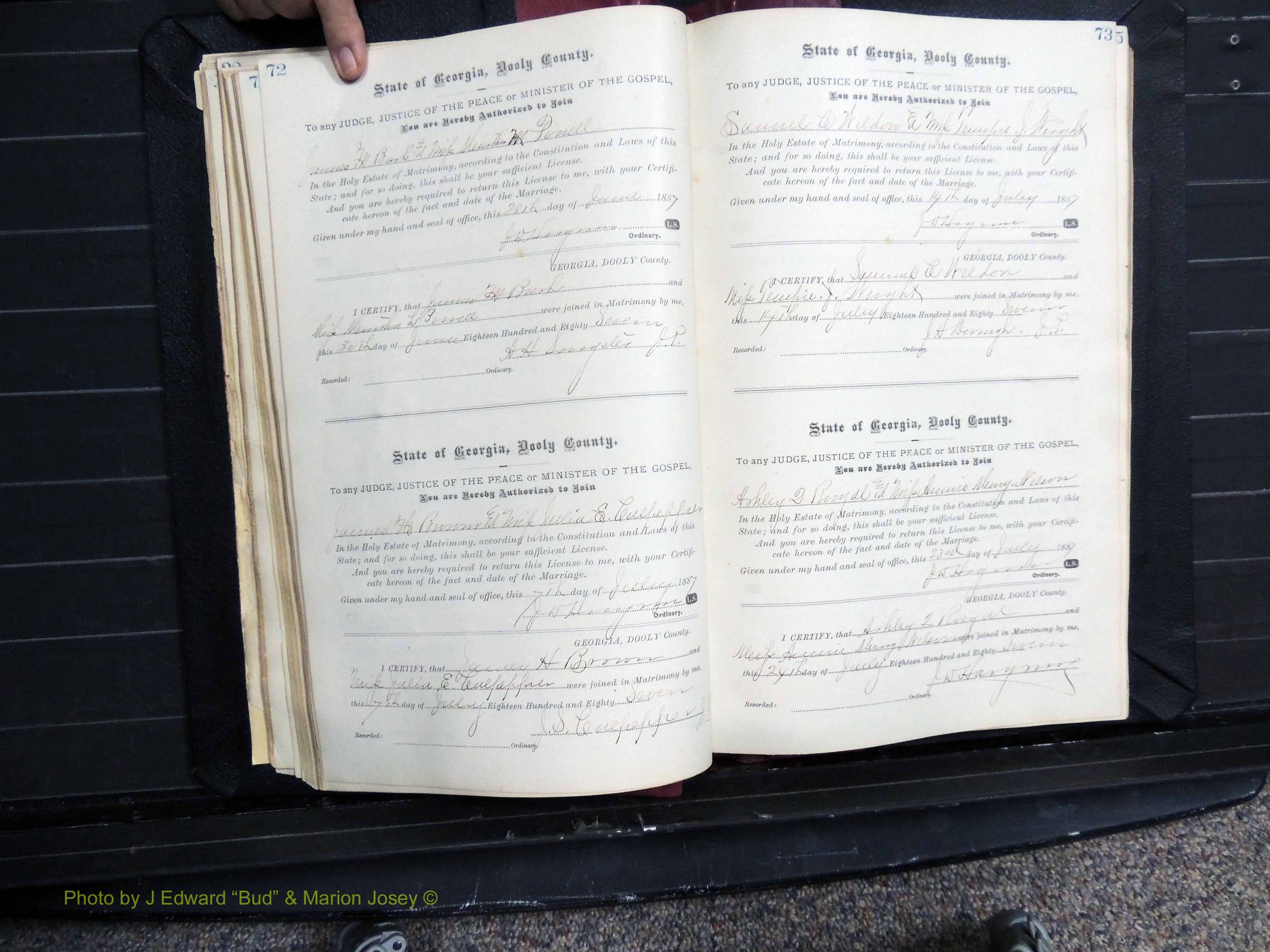 Dooly Co, GA, Marriages, Book, D, 1885-1891 pg 072-073.JPG