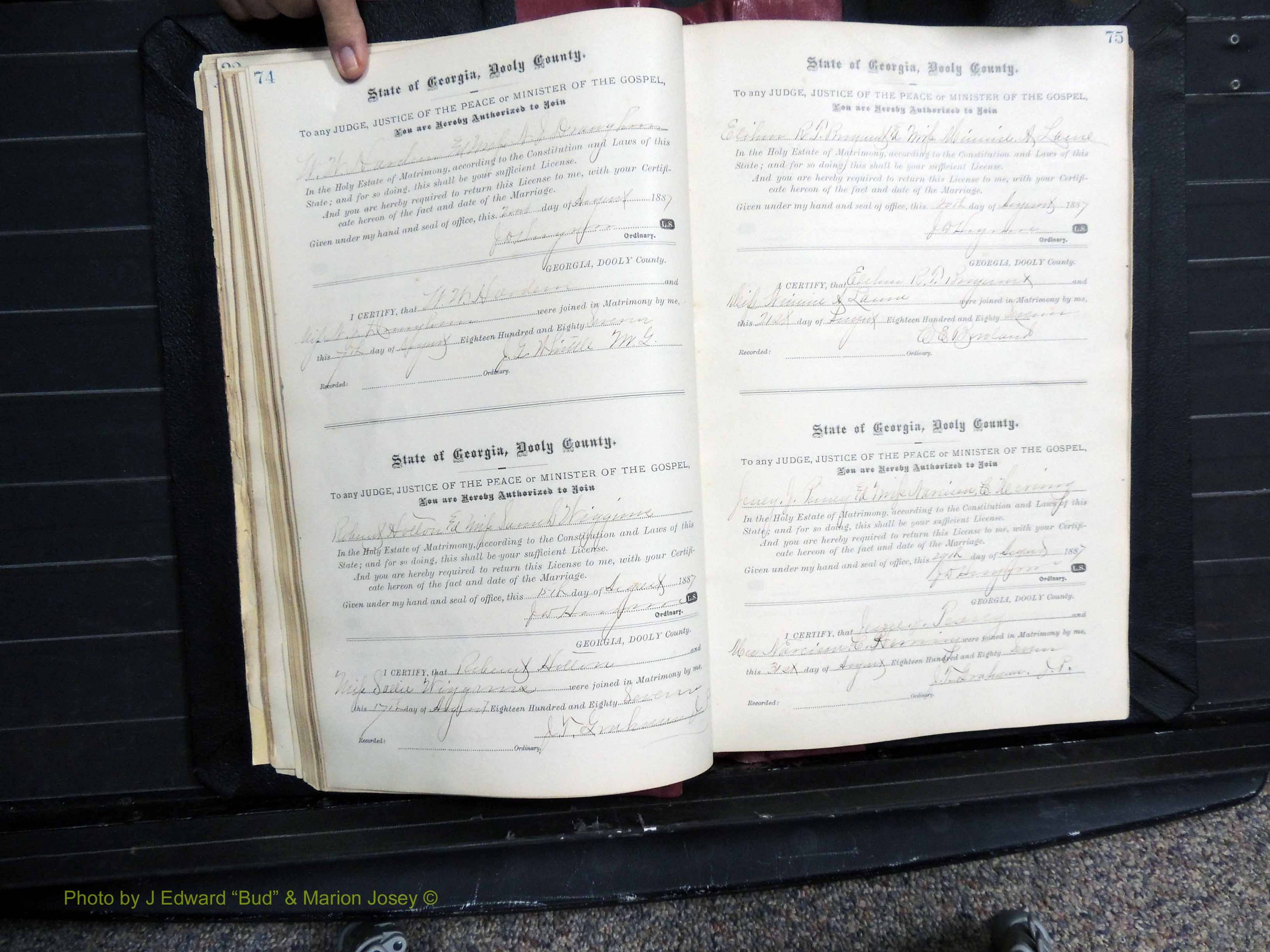 Dooly Co, GA, Marriages, Book, D, 1885-1891 pg 074-075.JPG