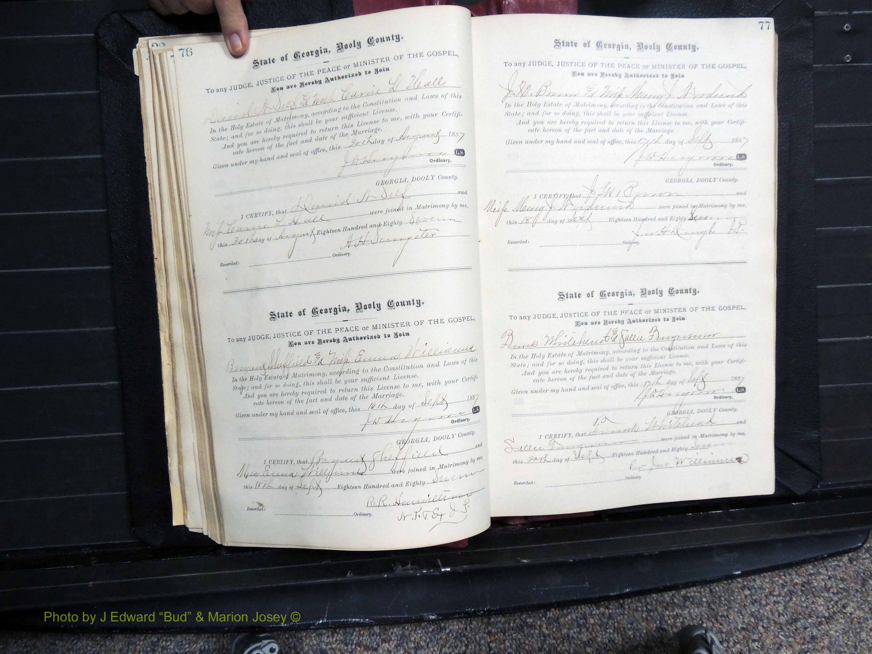 Dooly Co, GA, Marriages, Book, D, 1885-1891 pg 076-077.JPG