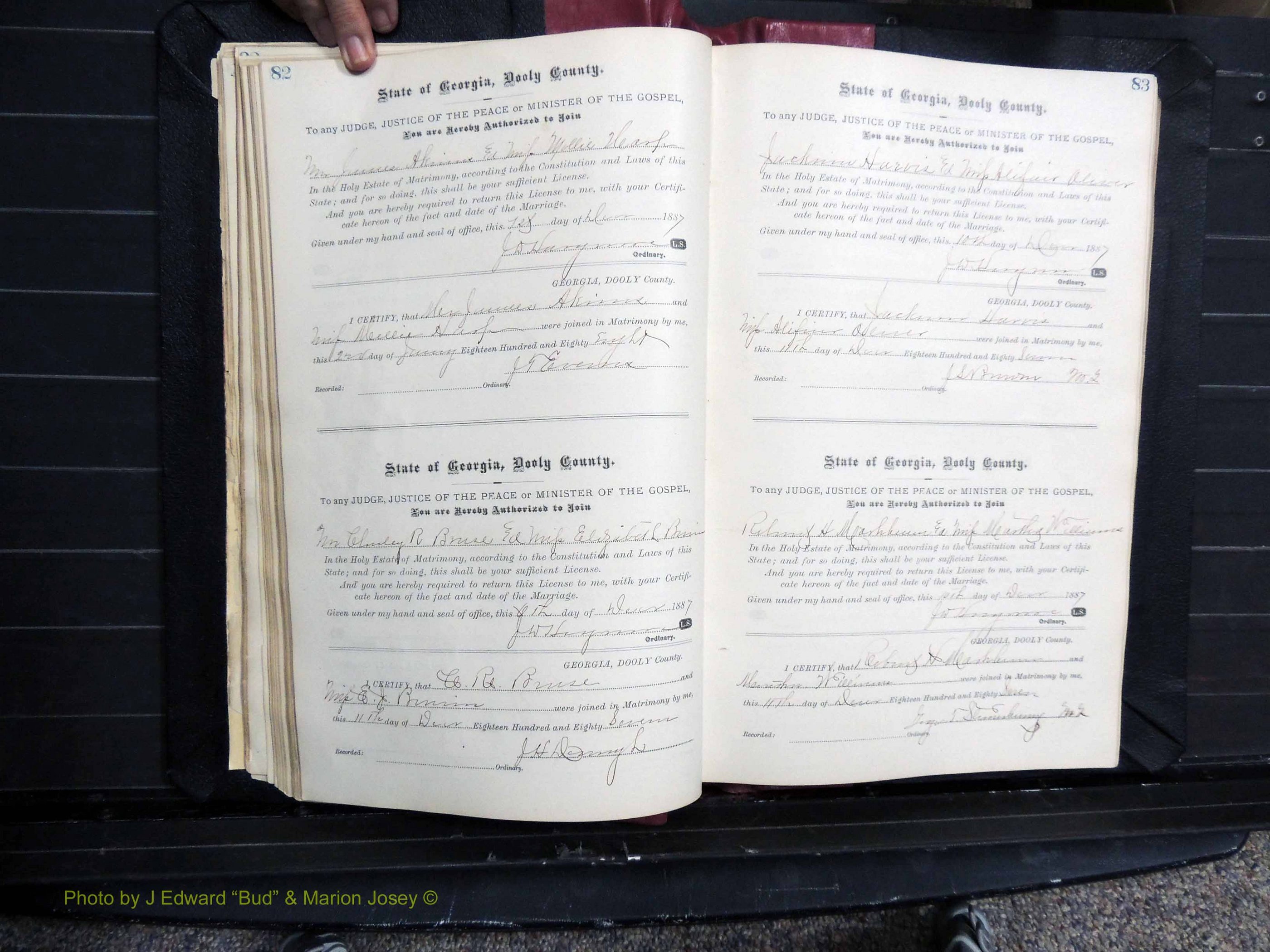 Dooly Co, GA, Marriages, Book, D, 1885-1891 pg 082-083.JPG