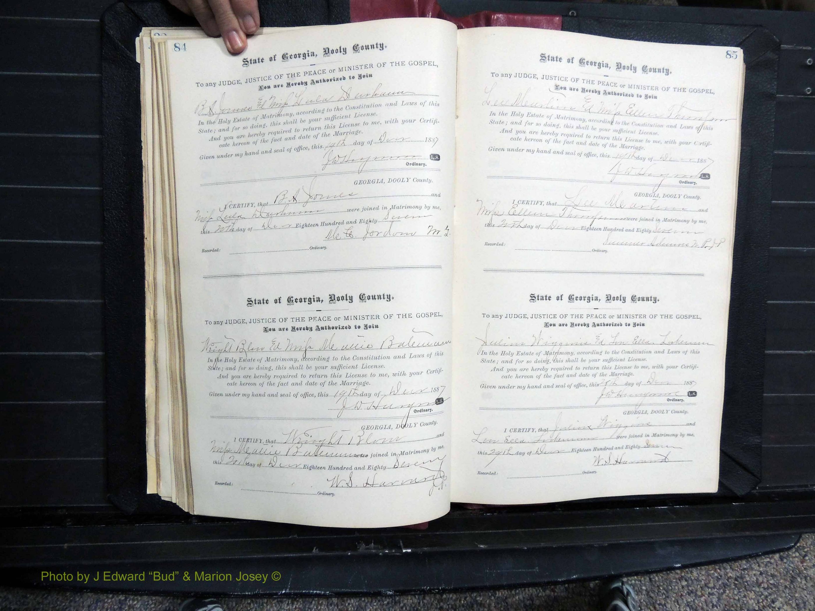 Dooly Co, GA, Marriages, Book, D, 1885-1891 pg 084-085.JPG