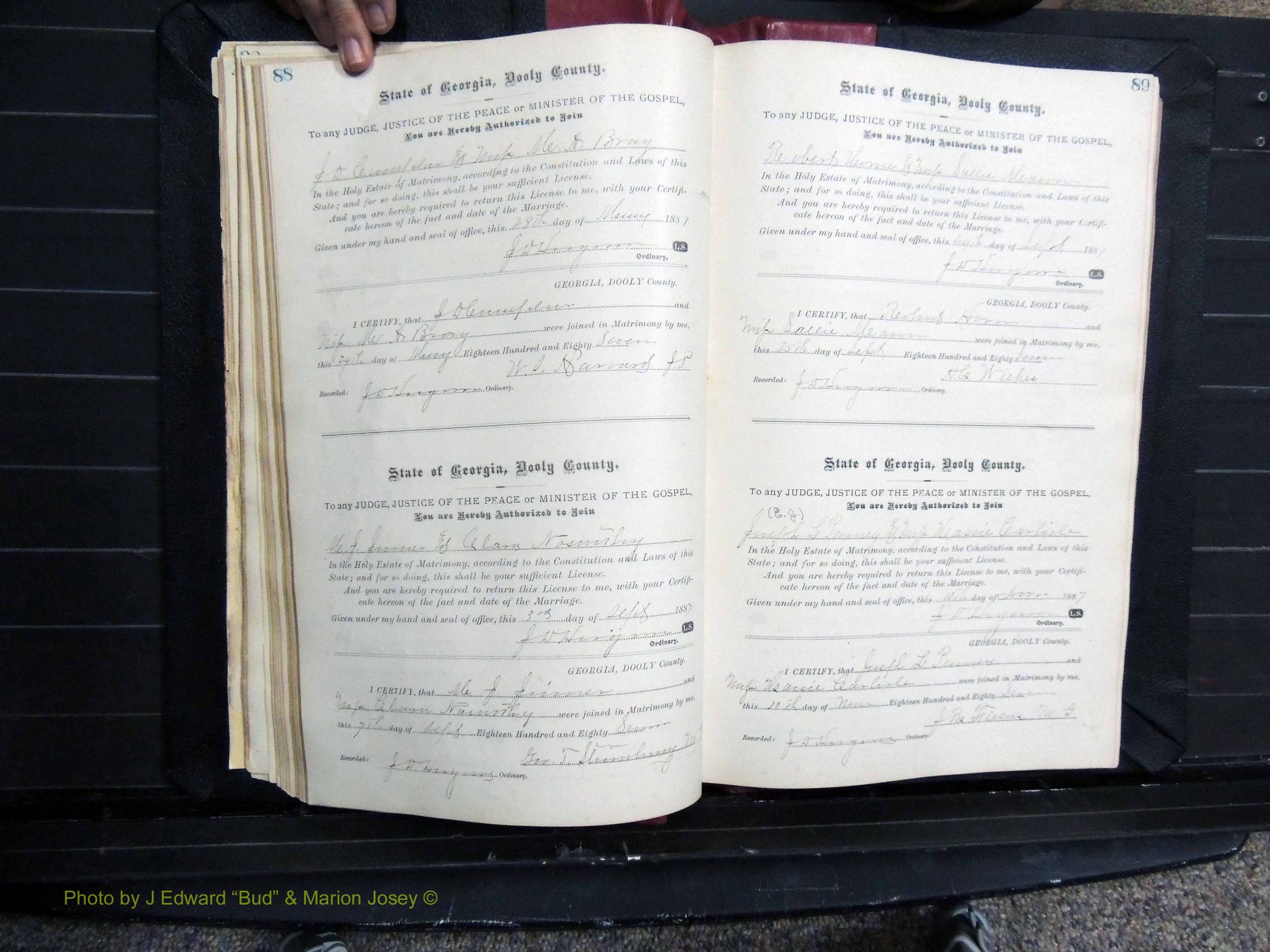 Dooly Co, GA, Marriages, Book, D, 1885-1891 pg 088-089.JPG