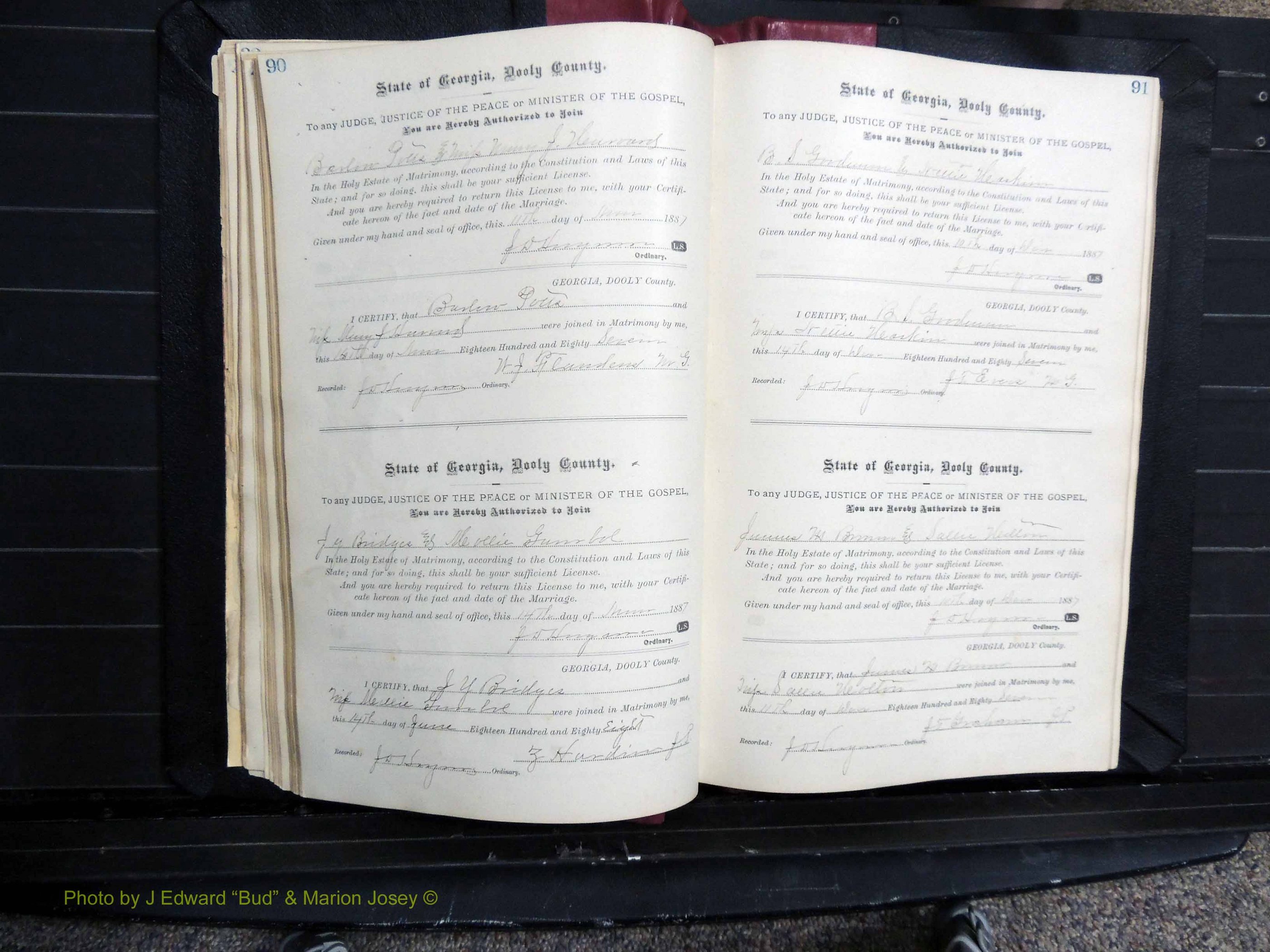 Dooly Co, GA, Marriages, Book, D, 1885-1891 pg 090-091.JPG