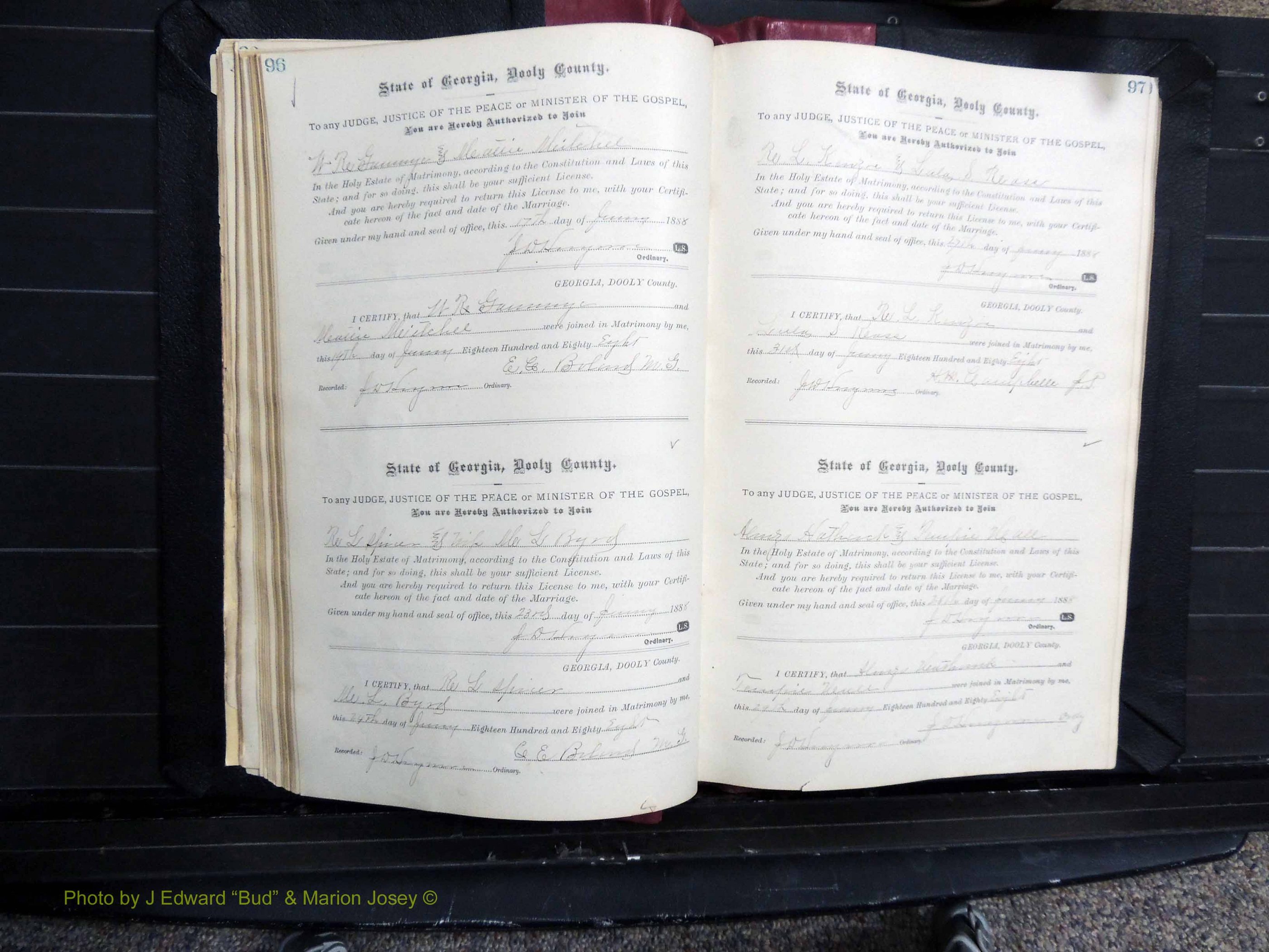 Dooly Co, GA, Marriages, Book, D, 1885-1891 pg 096-097.JPG