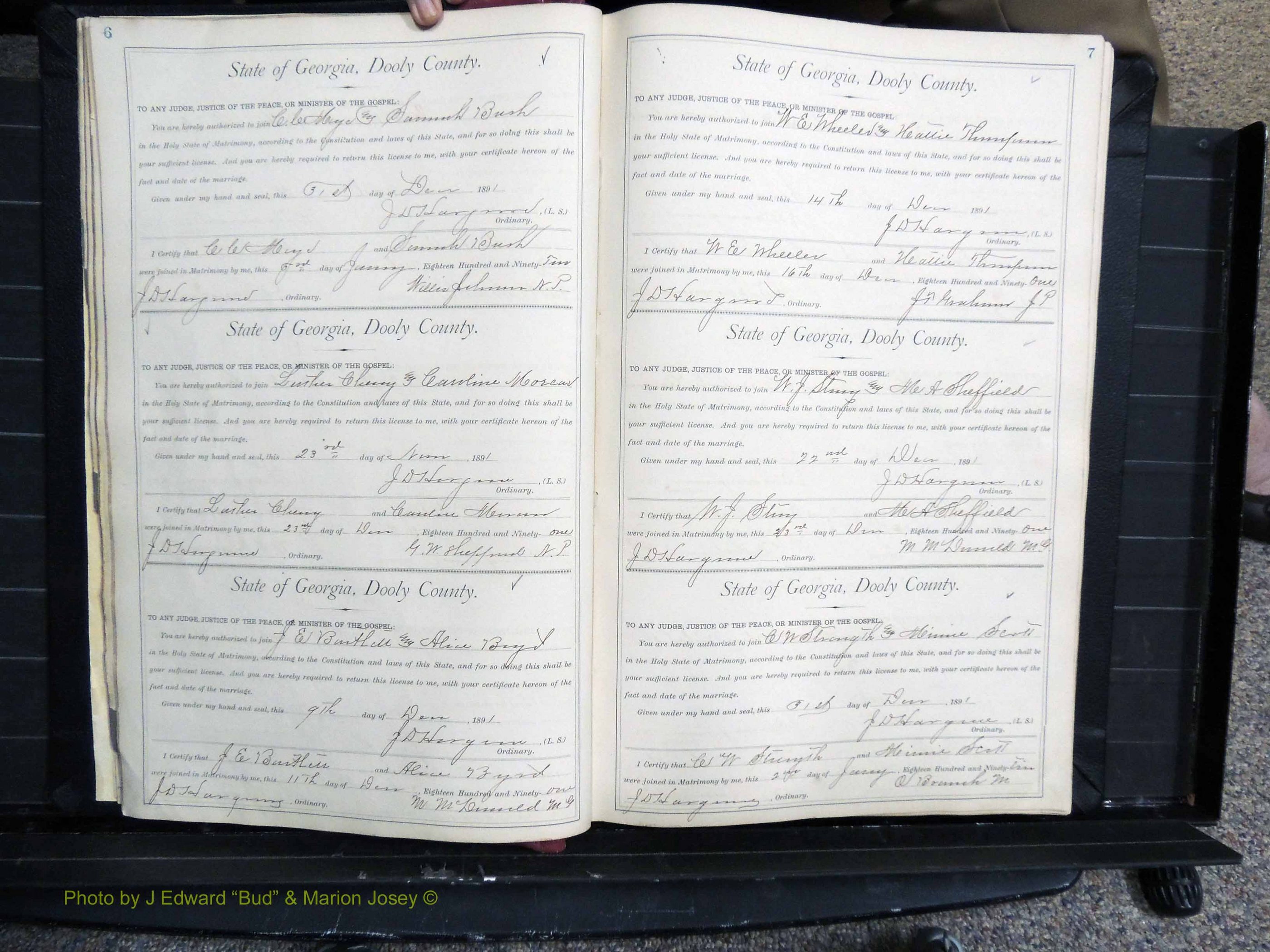 Dooly Co, GA, Marriages, Book, E, 1891-1901 pg 006-007.JPG