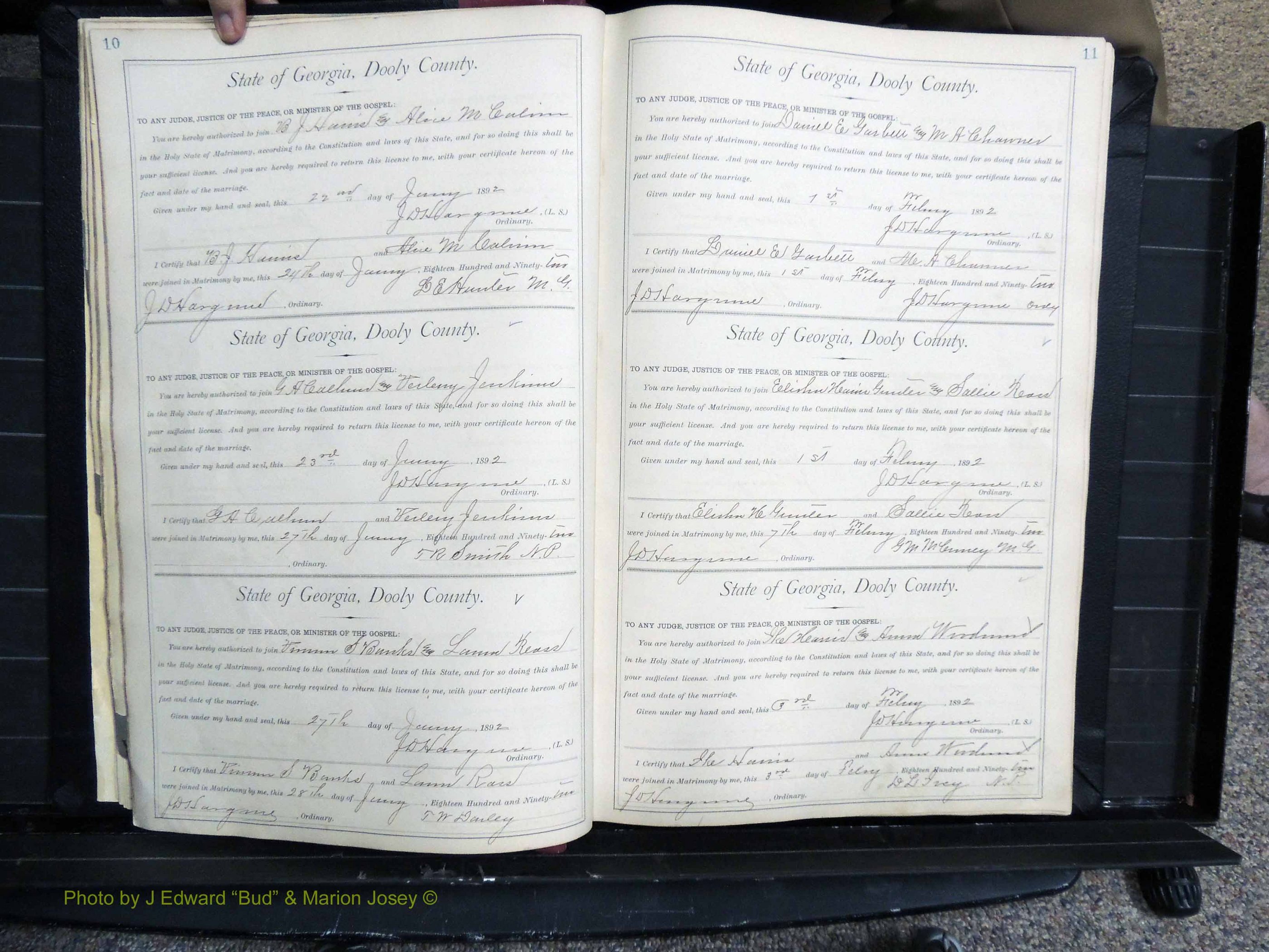 Dooly Co, GA, Marriages, Book, E, 1891-1901 pg 010-011.JPG