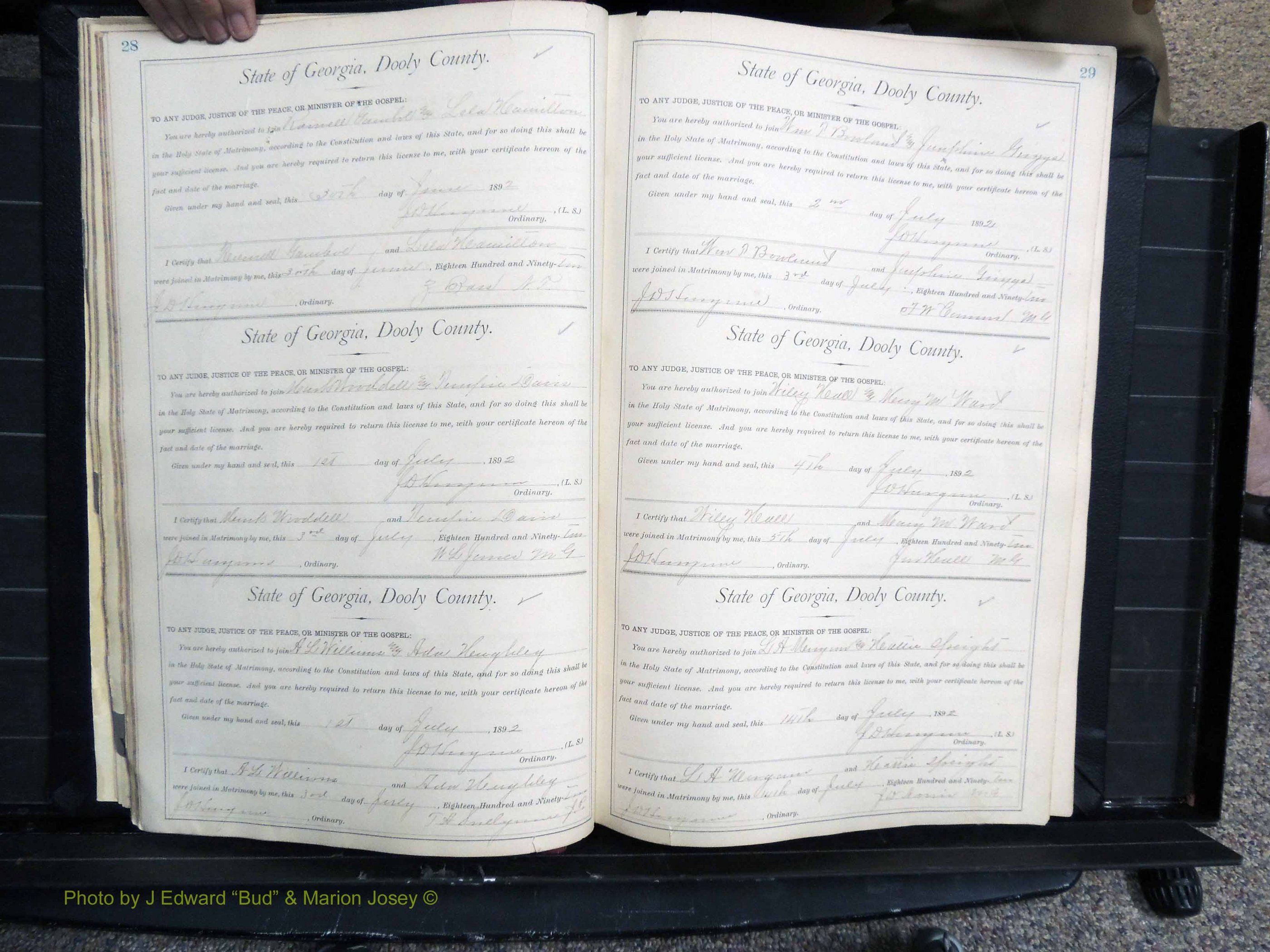 Dooly Co, GA, Marriages, Book, E, 1891-1901 pg 028-029.JPG