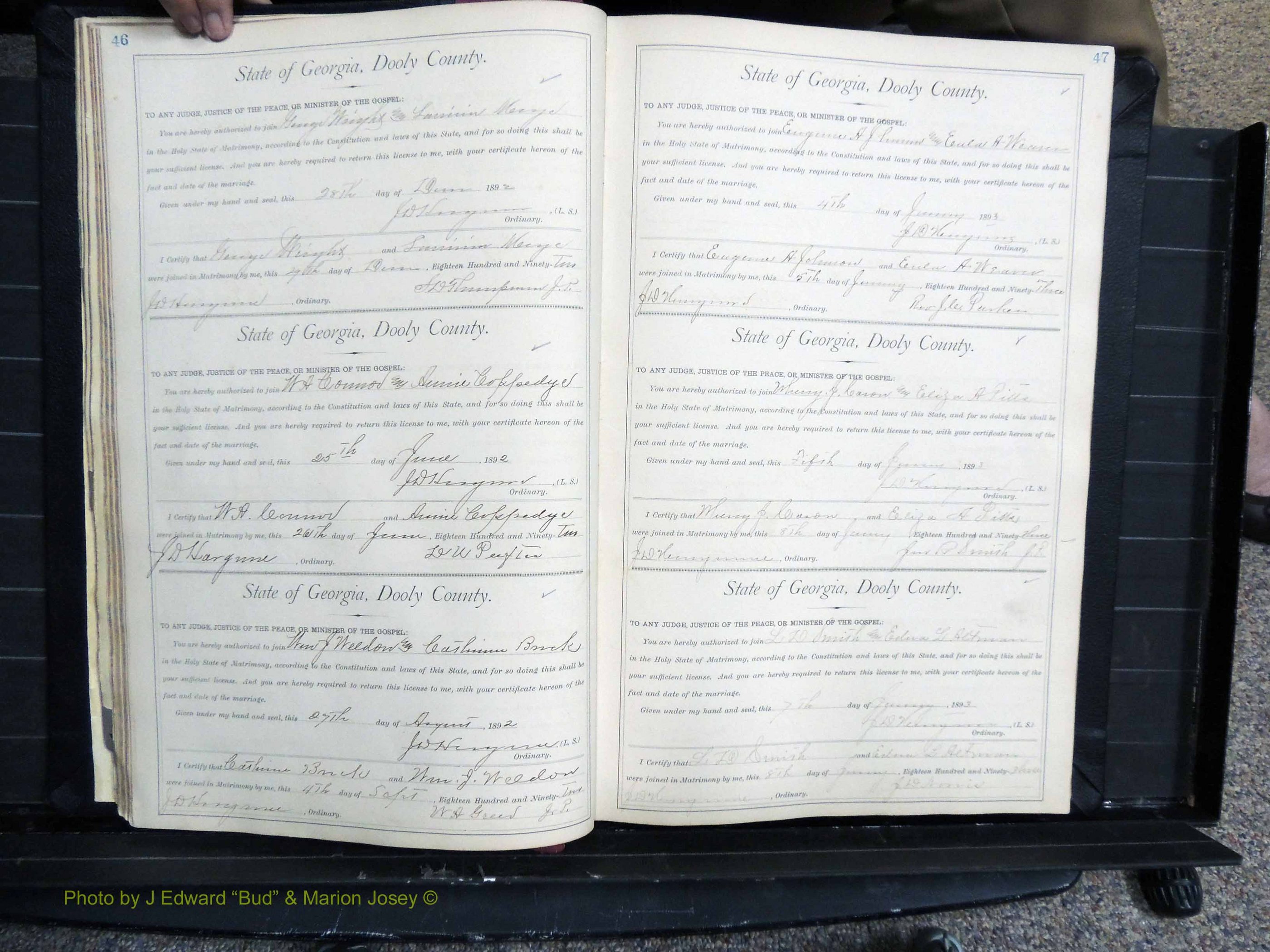 Dooly Co, GA, Marriages, Book, E, 1891-1901 pg 046-047.JPG