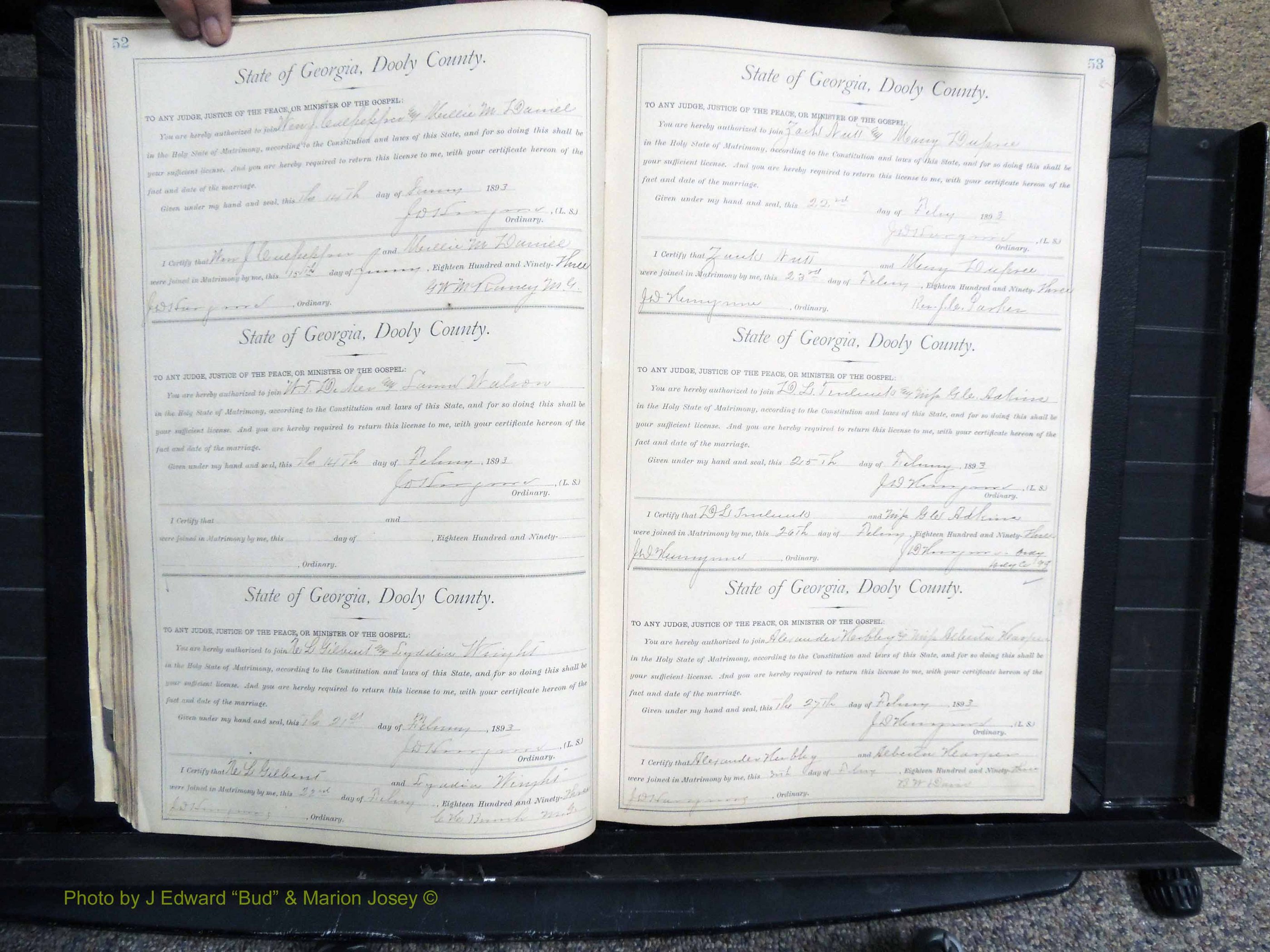 Dooly Co, GA, Marriages, Book, E, 1891-1901 pg 052-053.JPG