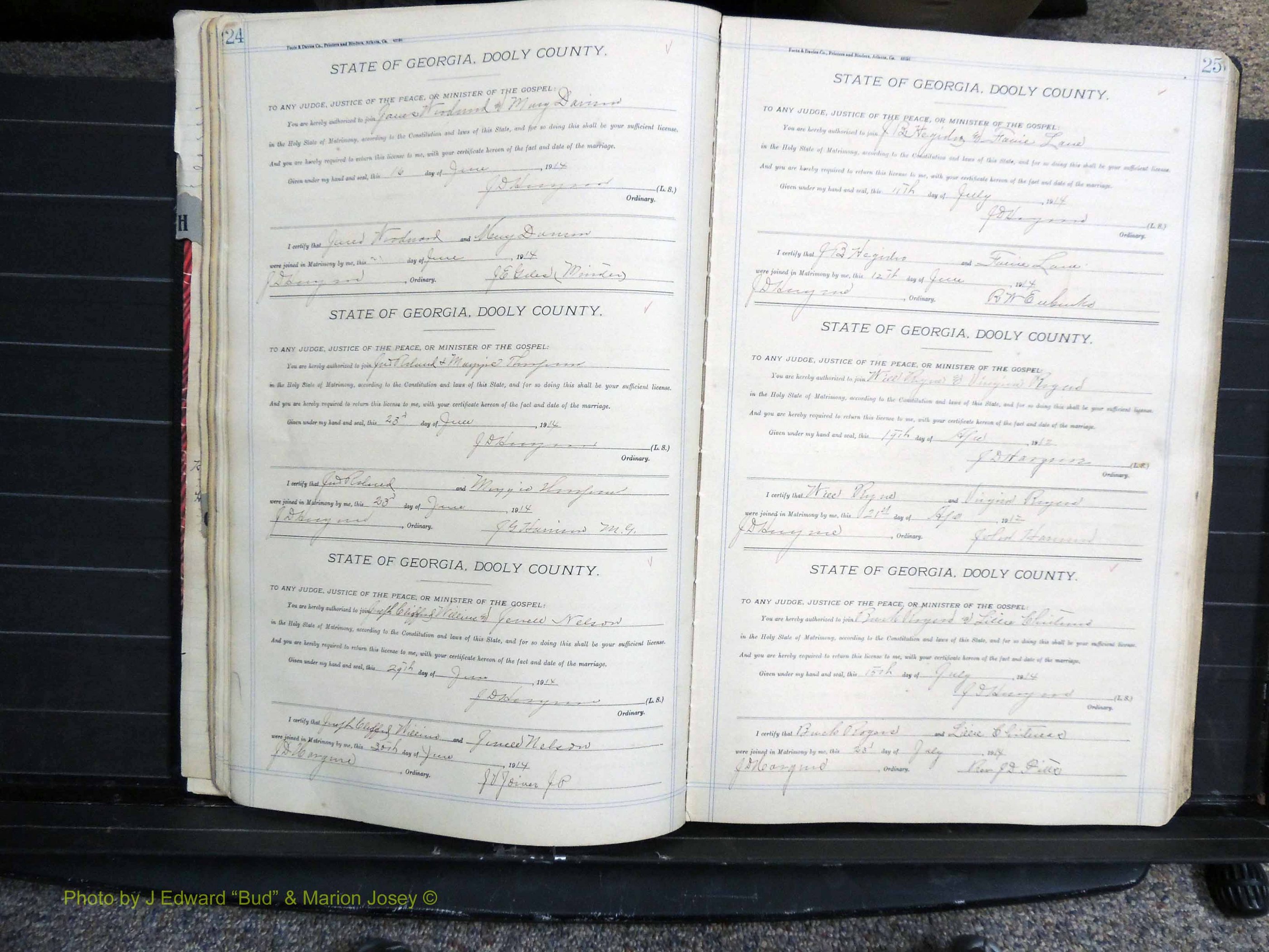 Dooly Co, GA, Marriages, Book, G, 1913-1930 pg 024-025.JPG