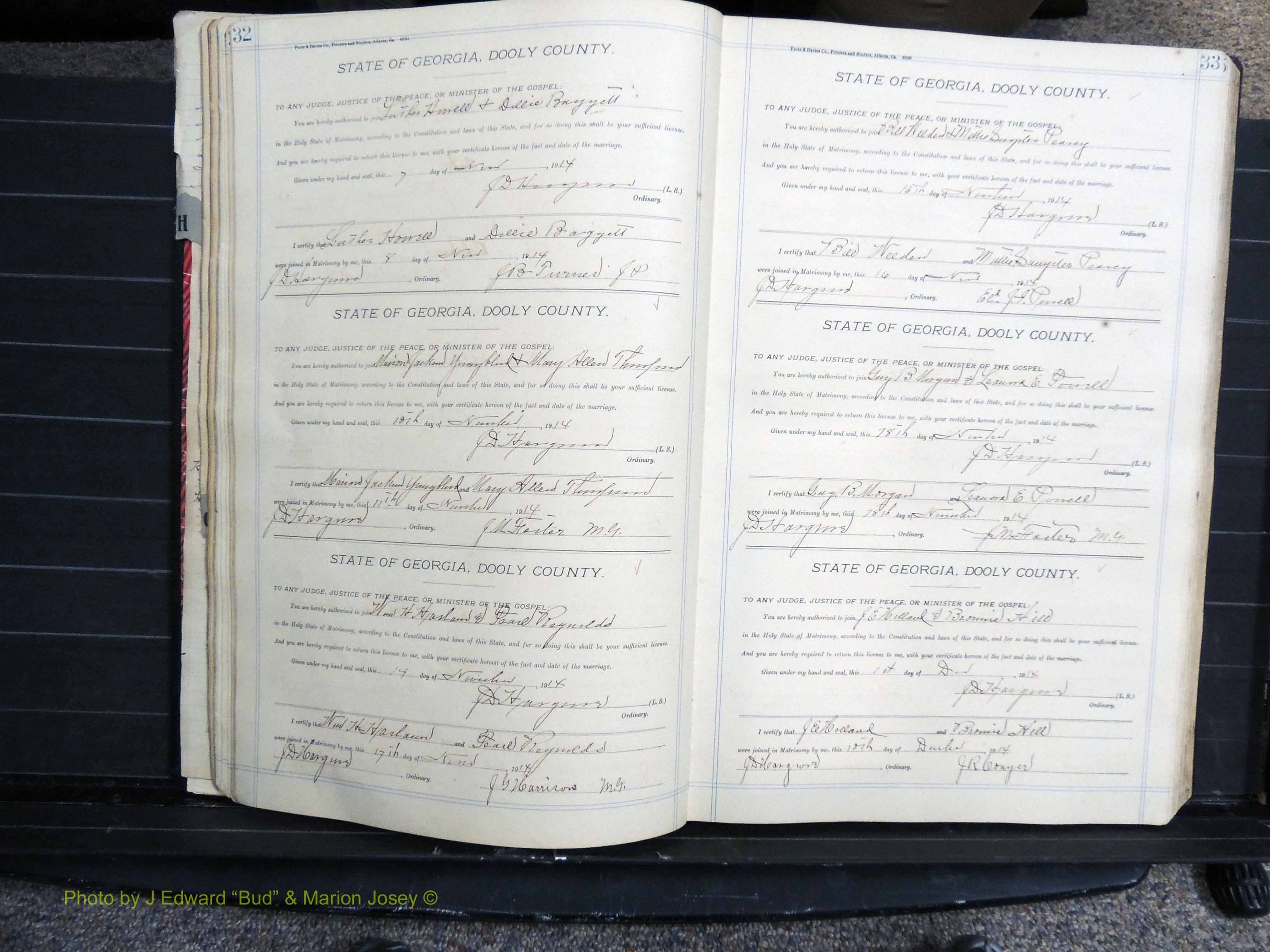 Dooly Co, GA, Marriages, Book, G, 1913-1930 pg 032-033.JPG